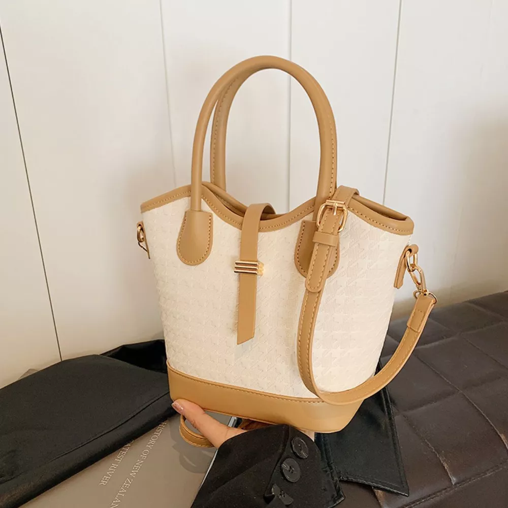 Houndstooth Pattern Bucket Bag, image 5