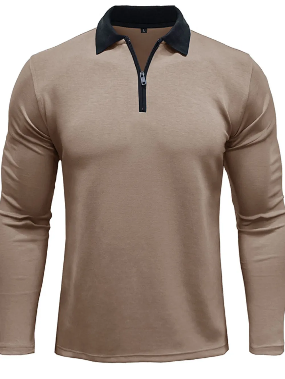 Men's Classic Long Sleeve Contrast Collar Polo Shirt, image 4