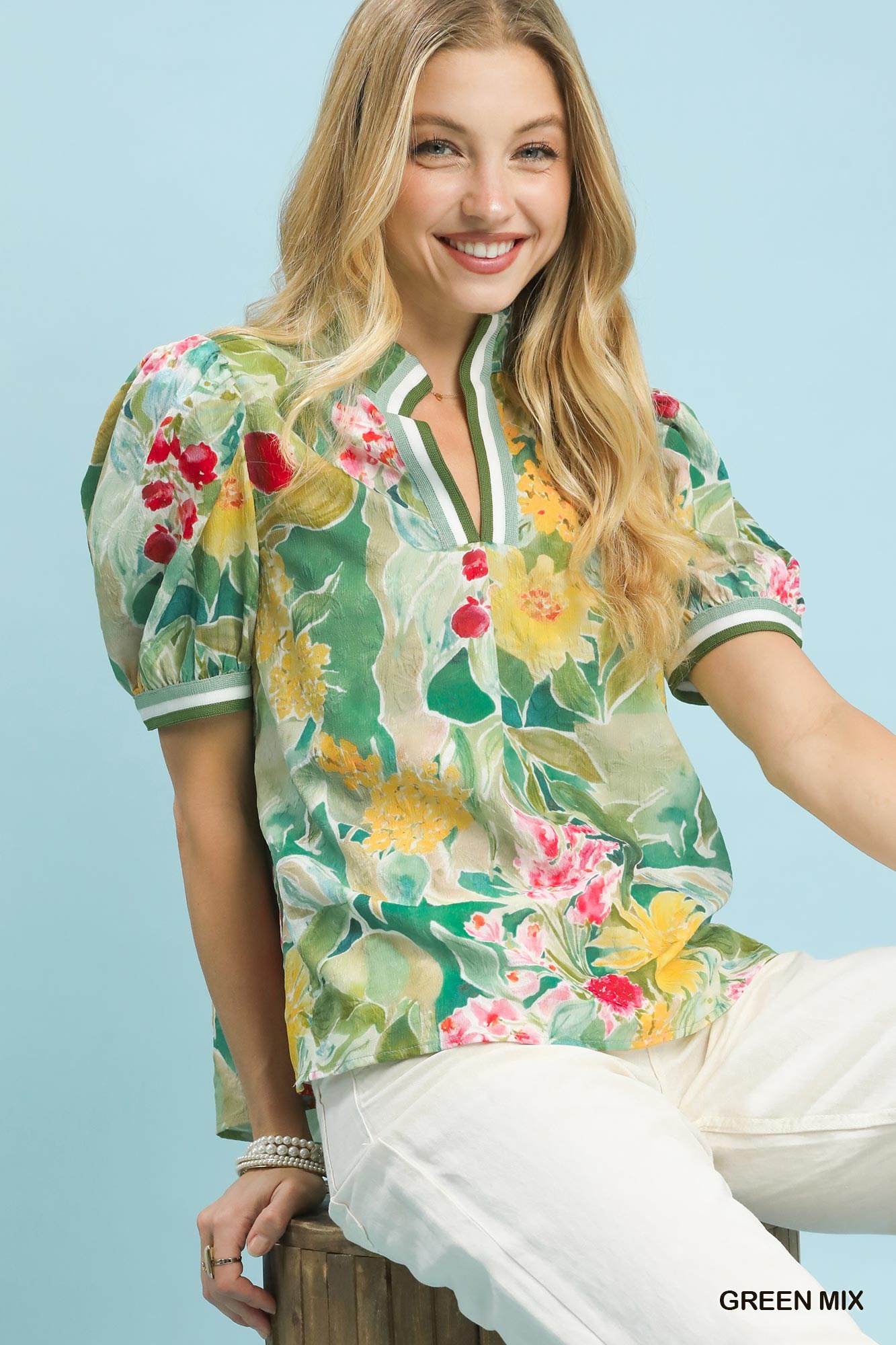 Jacquard Bloomscape Print Top, image 6