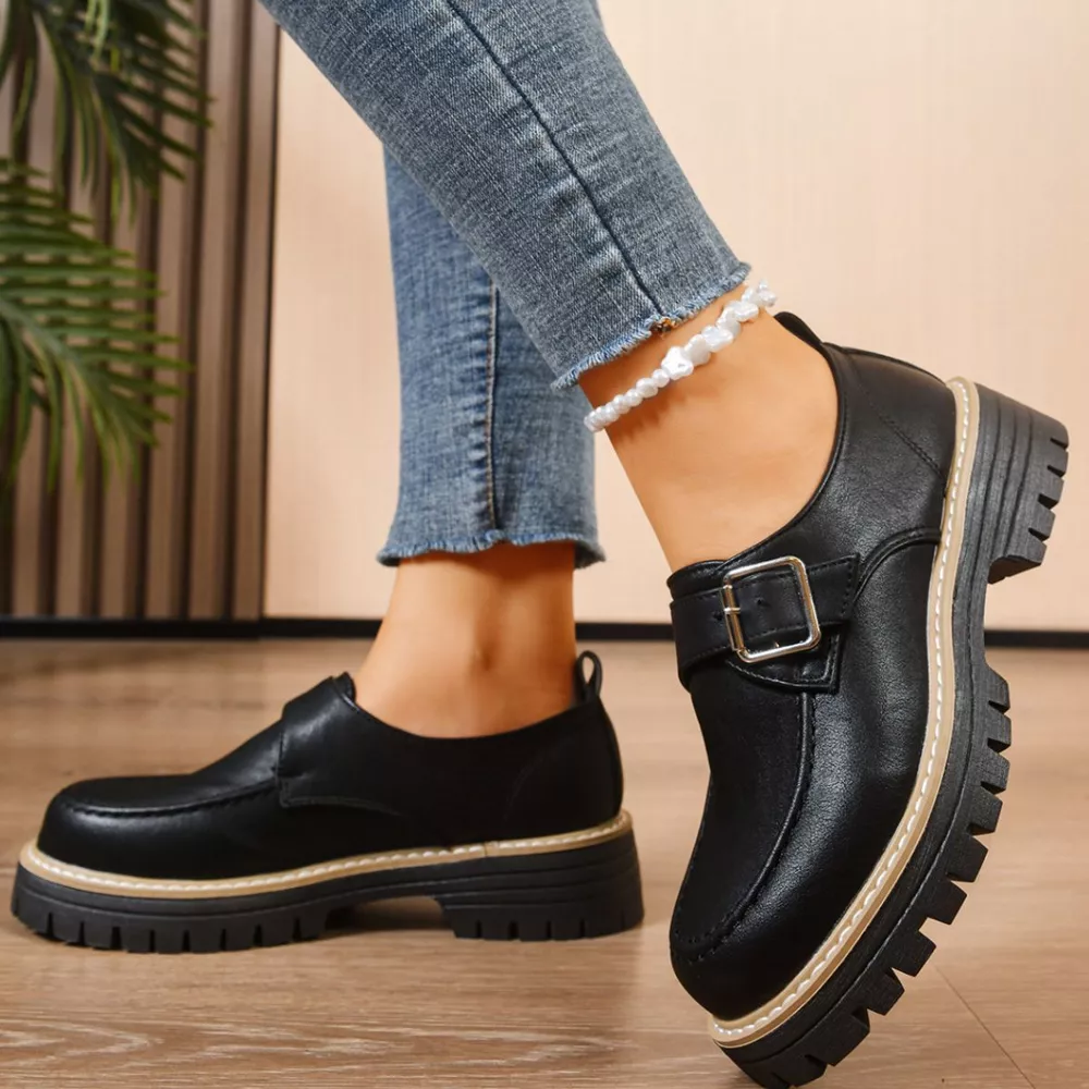 Round Toe Buckle Loafers, image 4