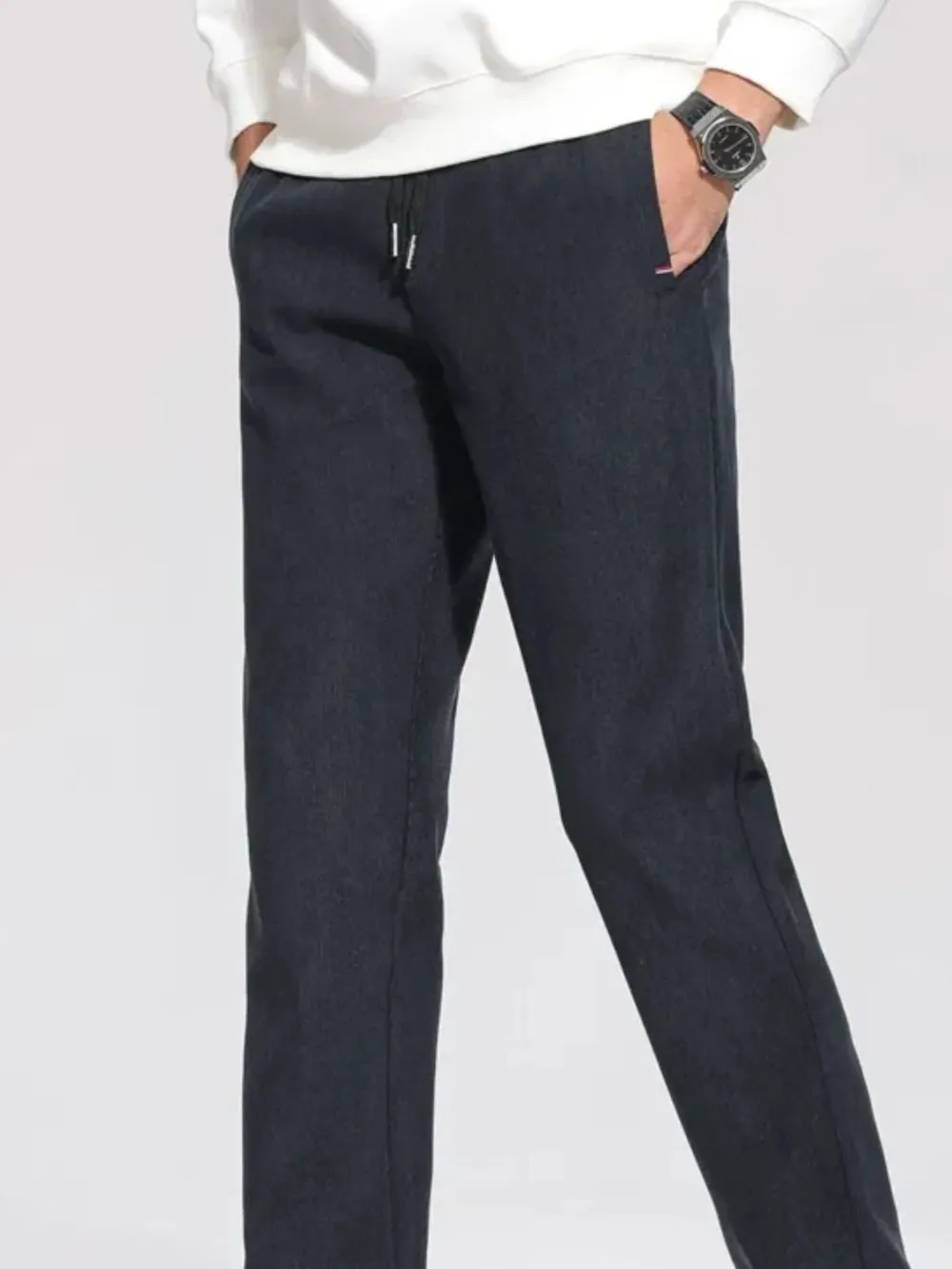 Men's Plus Size Casual Drawstring Loose Fit Pants, image 4