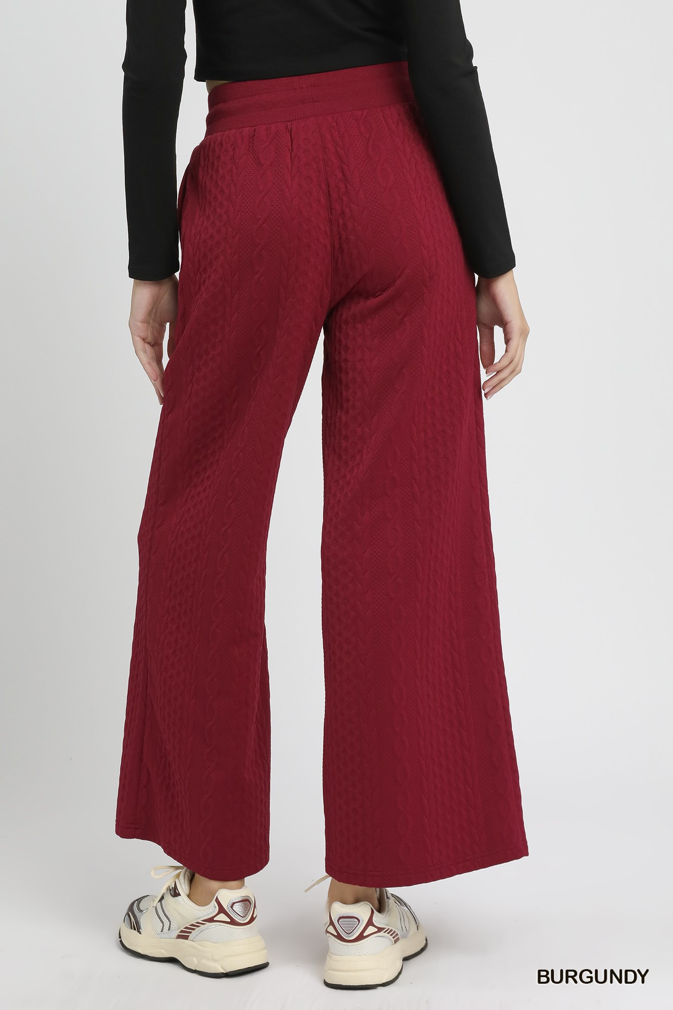 Cable Knit Textured Wide Leg Pants, image 3