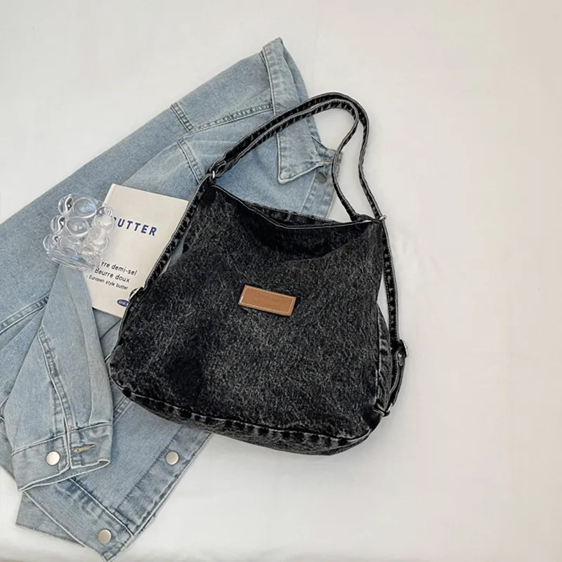 Adjustable Strap Denim Shoulder Bag, image 12