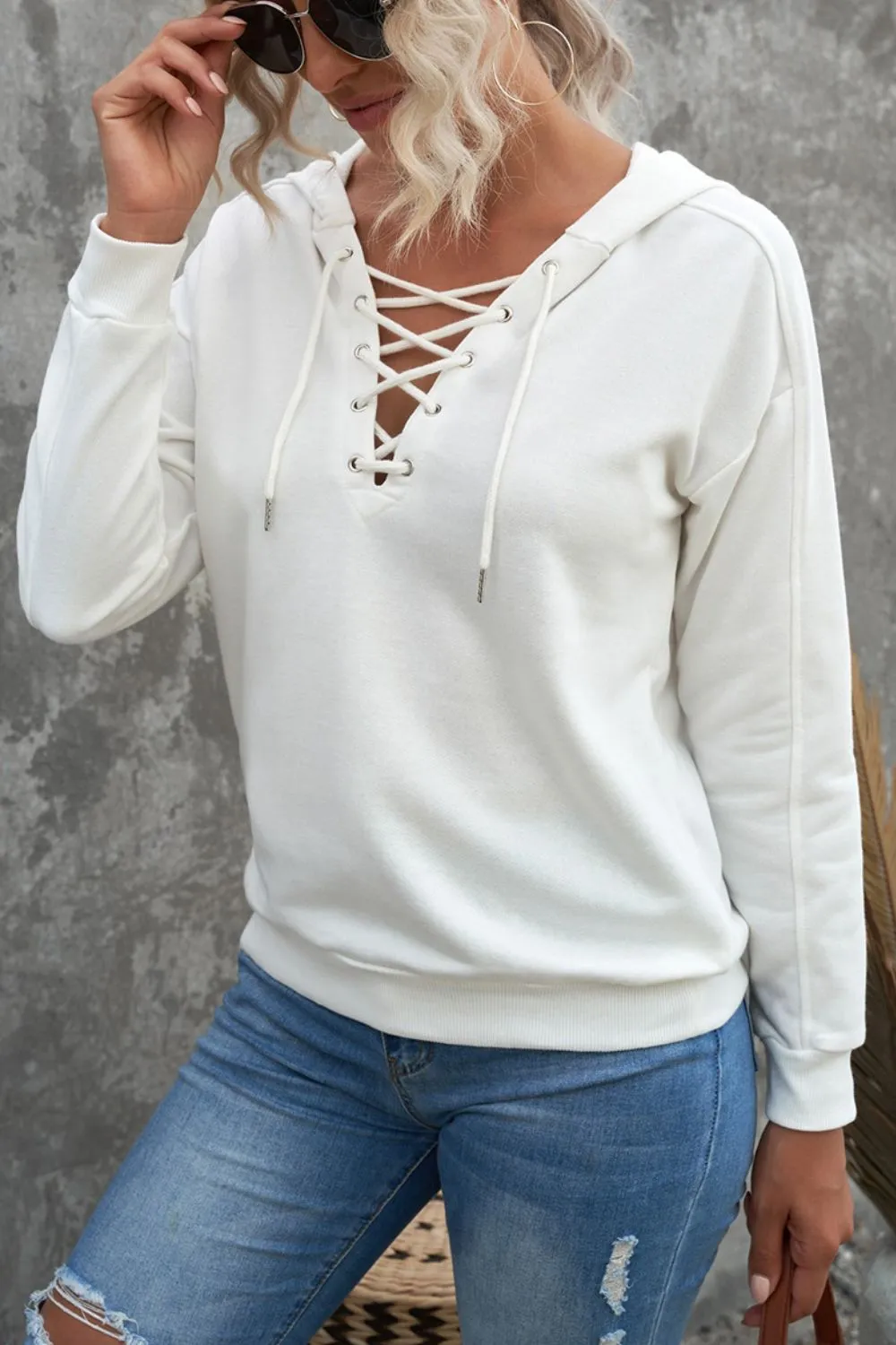 Lace Up Long Sleeve Hoodie, image 24