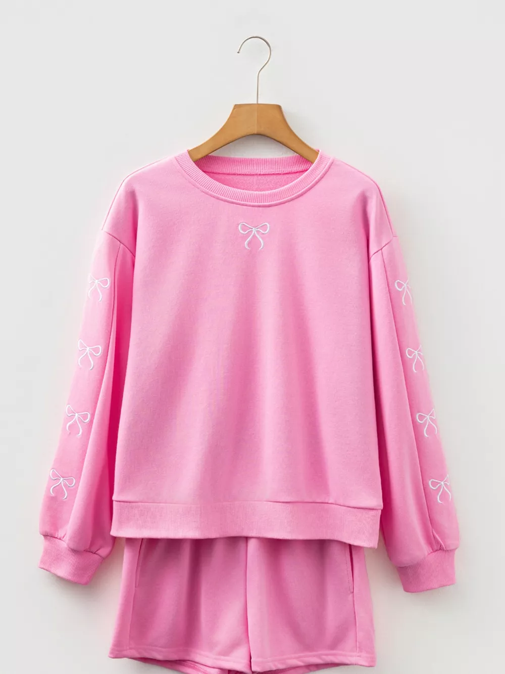 Bow Embroidered Sweatshirt and Shorts Set, image 4