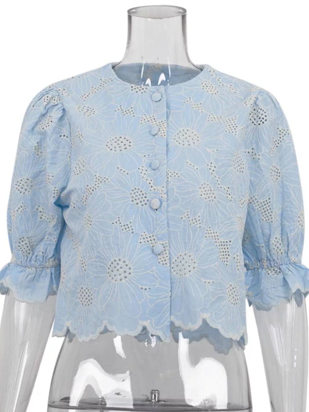 Embroidered Flounce Sleeve Blouse, image 6