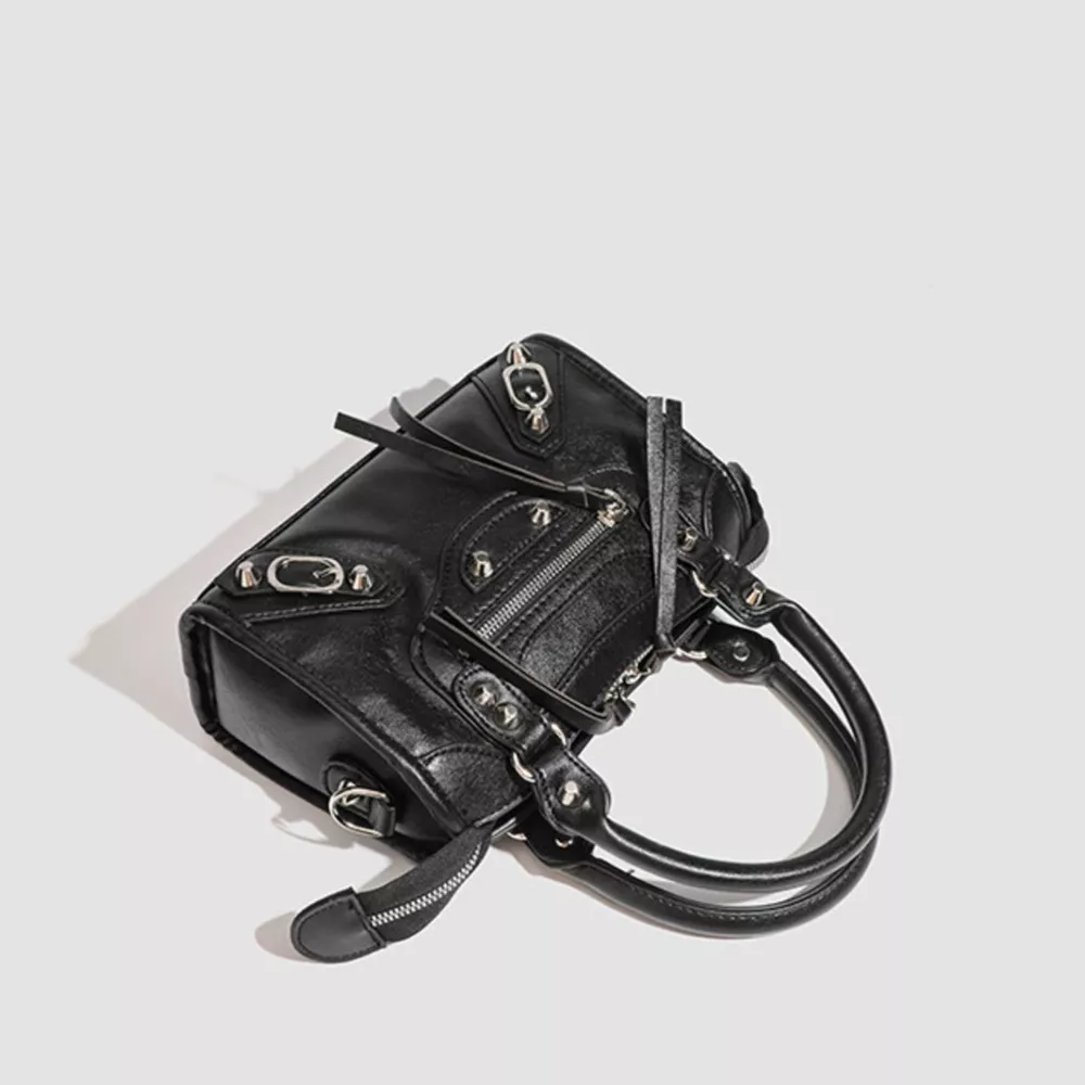 Motorcycle Style Studded Leather Crossbody Bag, image 6