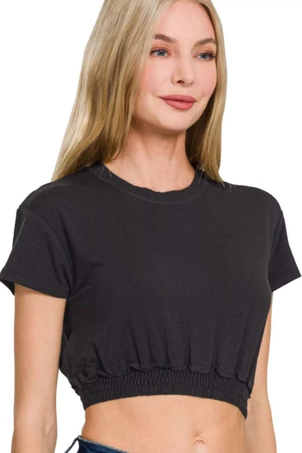 Elastic Hem Crop Top
