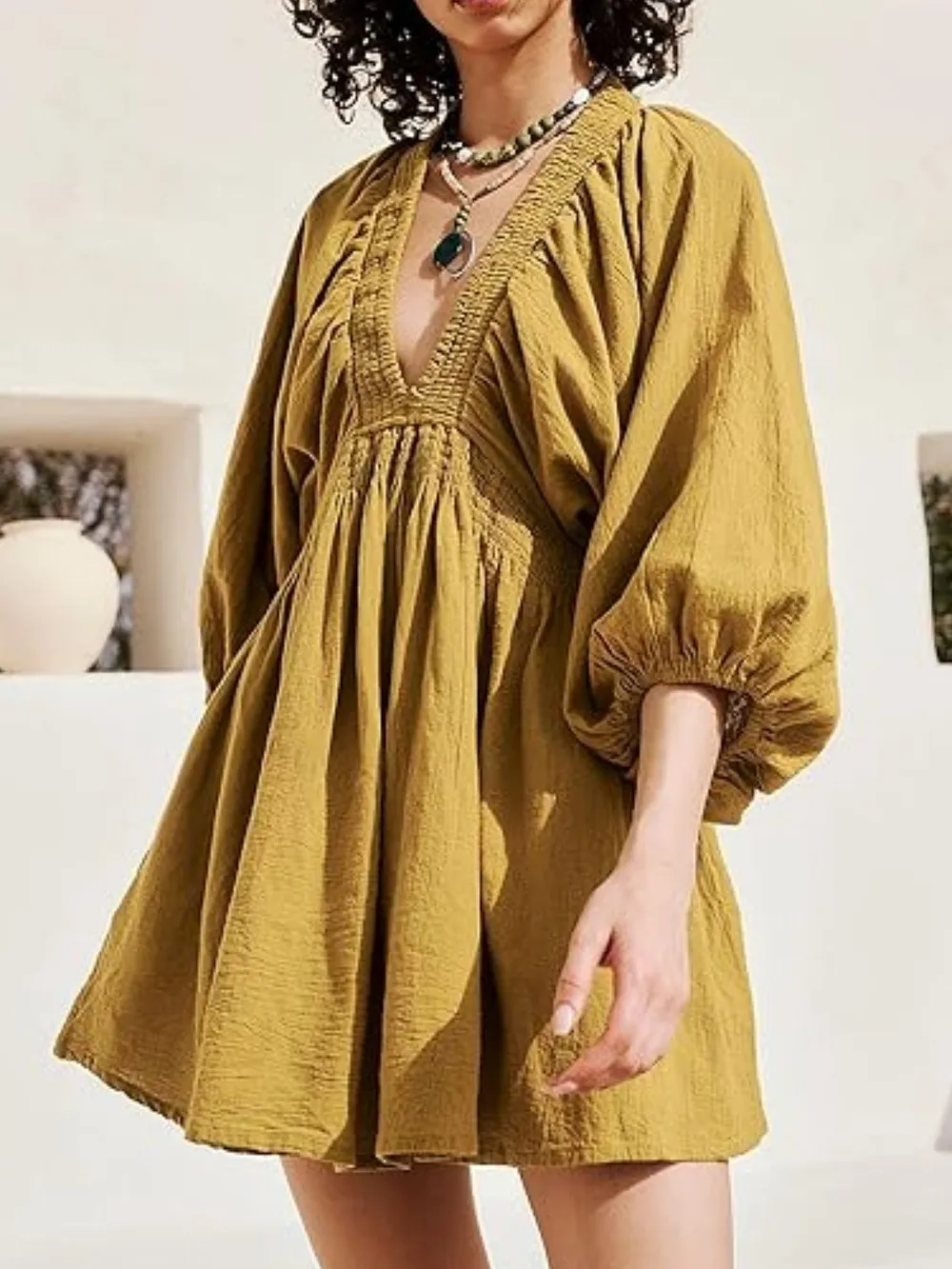 Textured V-Neck Mini Dress, image 5