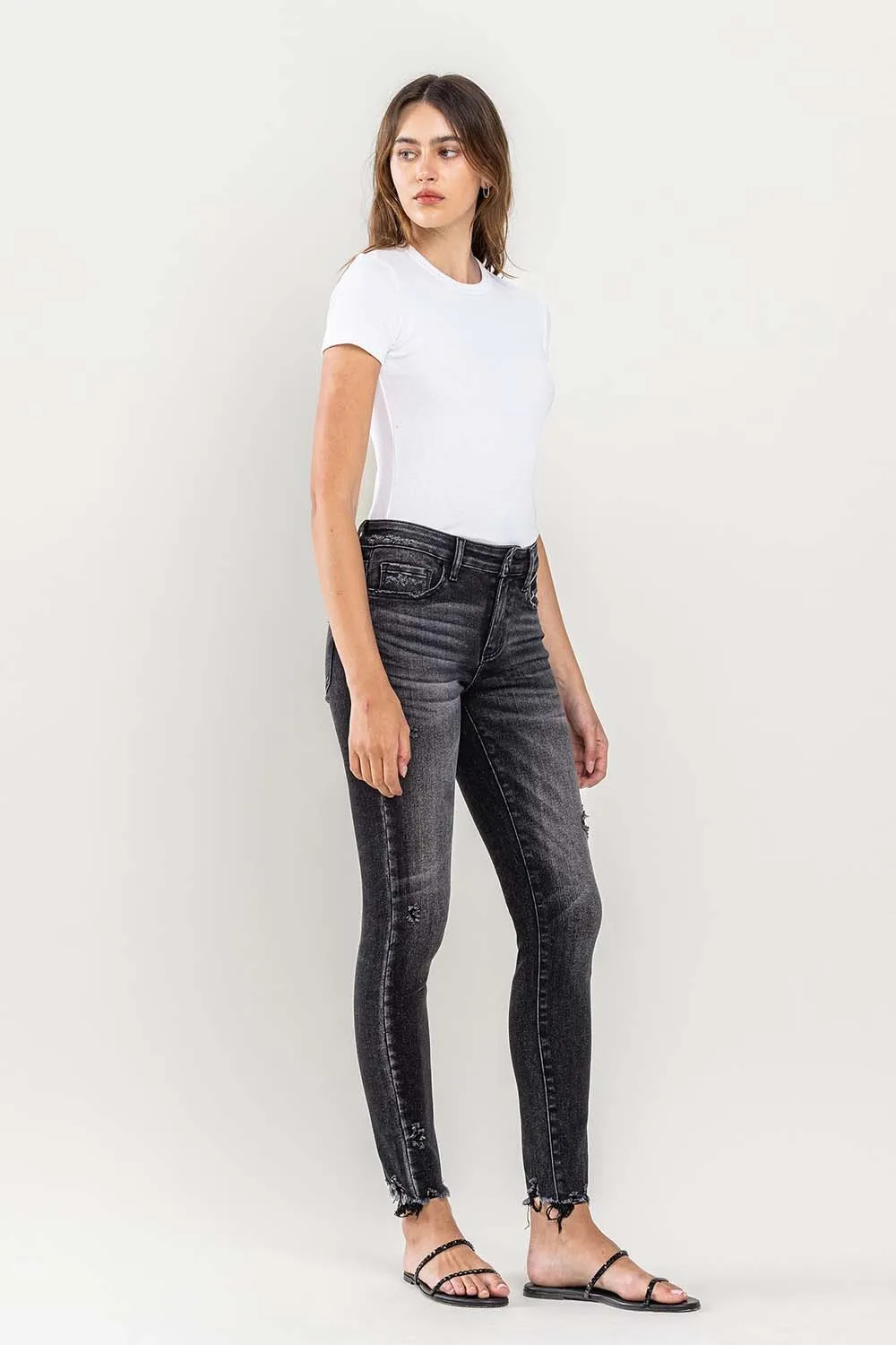 Raw Hem Cropped Skinny Jeans, image 6