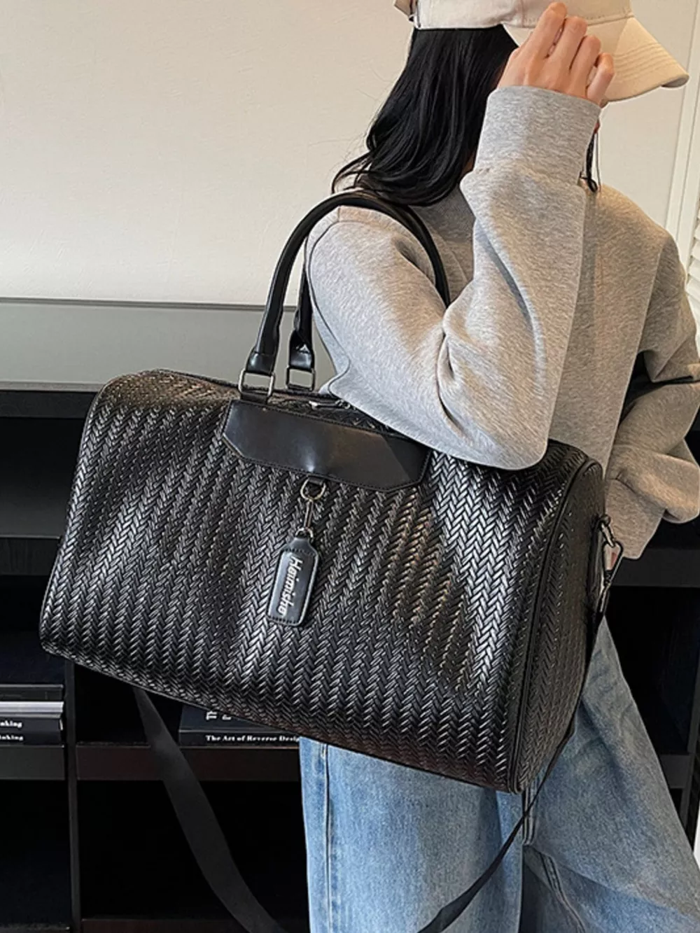Textured Leather Travel Bag, image 5