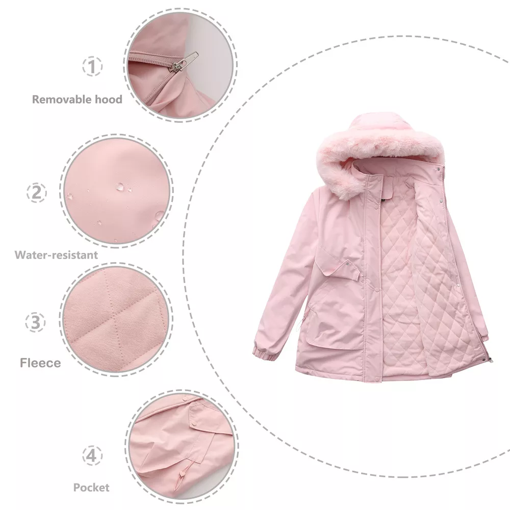 Full Size Fur Hooded Warm Winter Parka Outerwear Plus Size, image 7