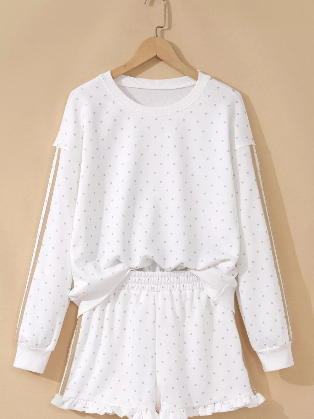 Polka Dot Long Sleeve Sweatshirt and Shorts Set, image 6