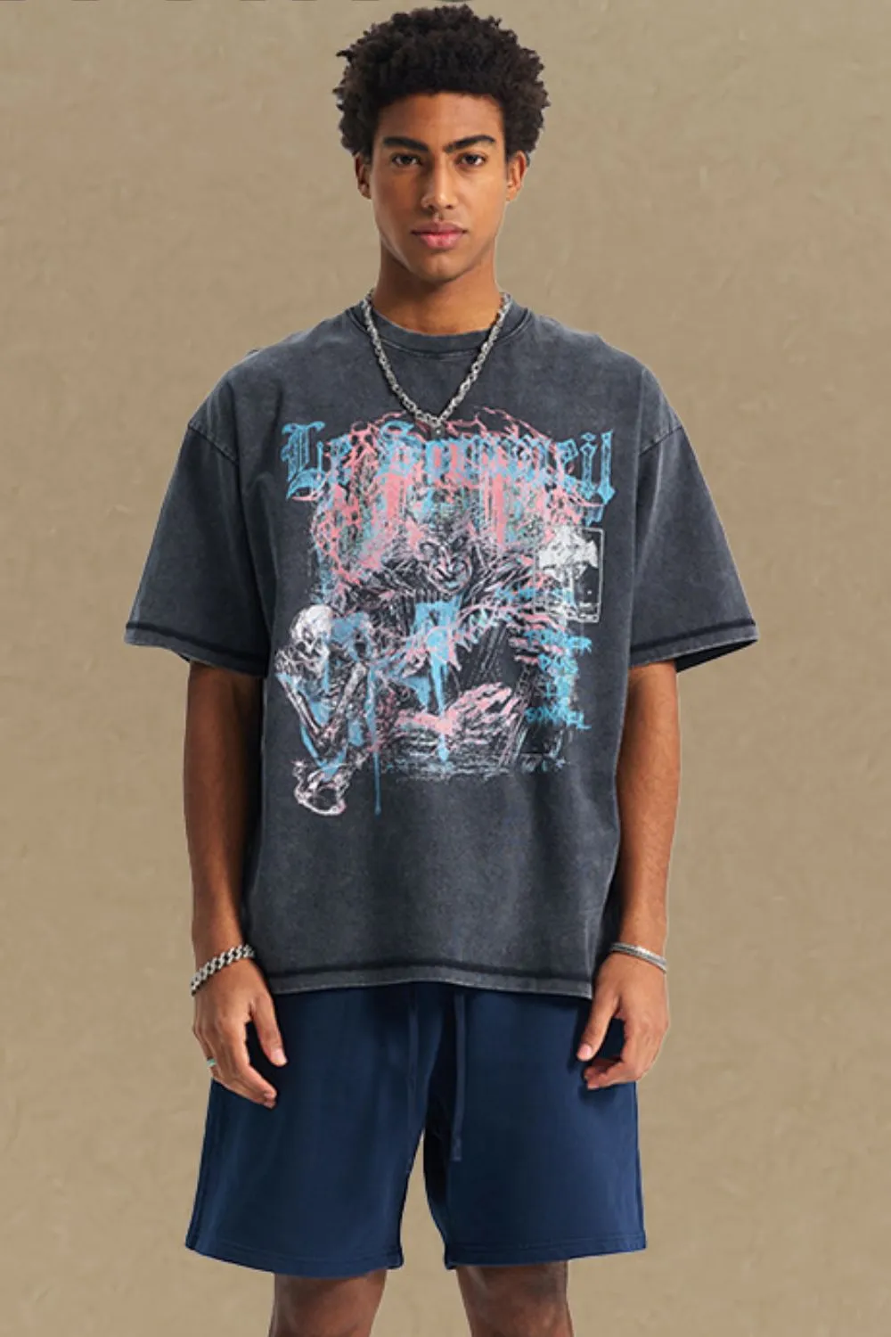 Men's Graphic Round Neck Half Sleeve T-Shirt, image 2