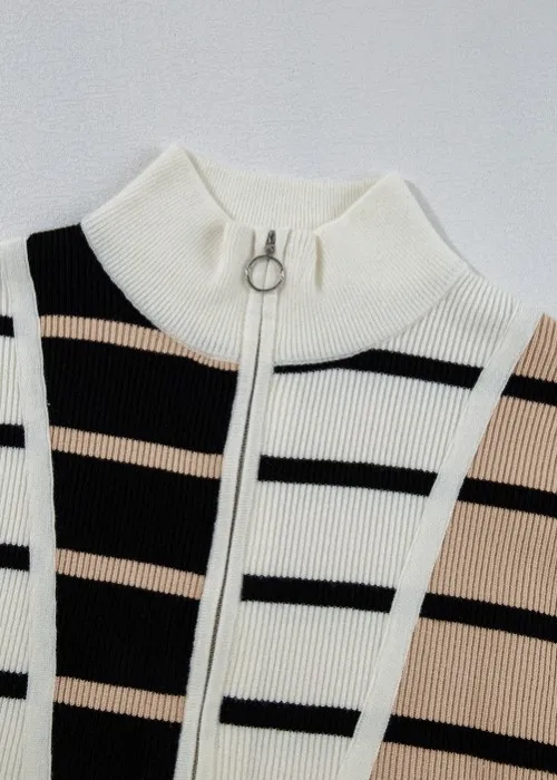 Striped Half Zip Sweater Vest, image 6