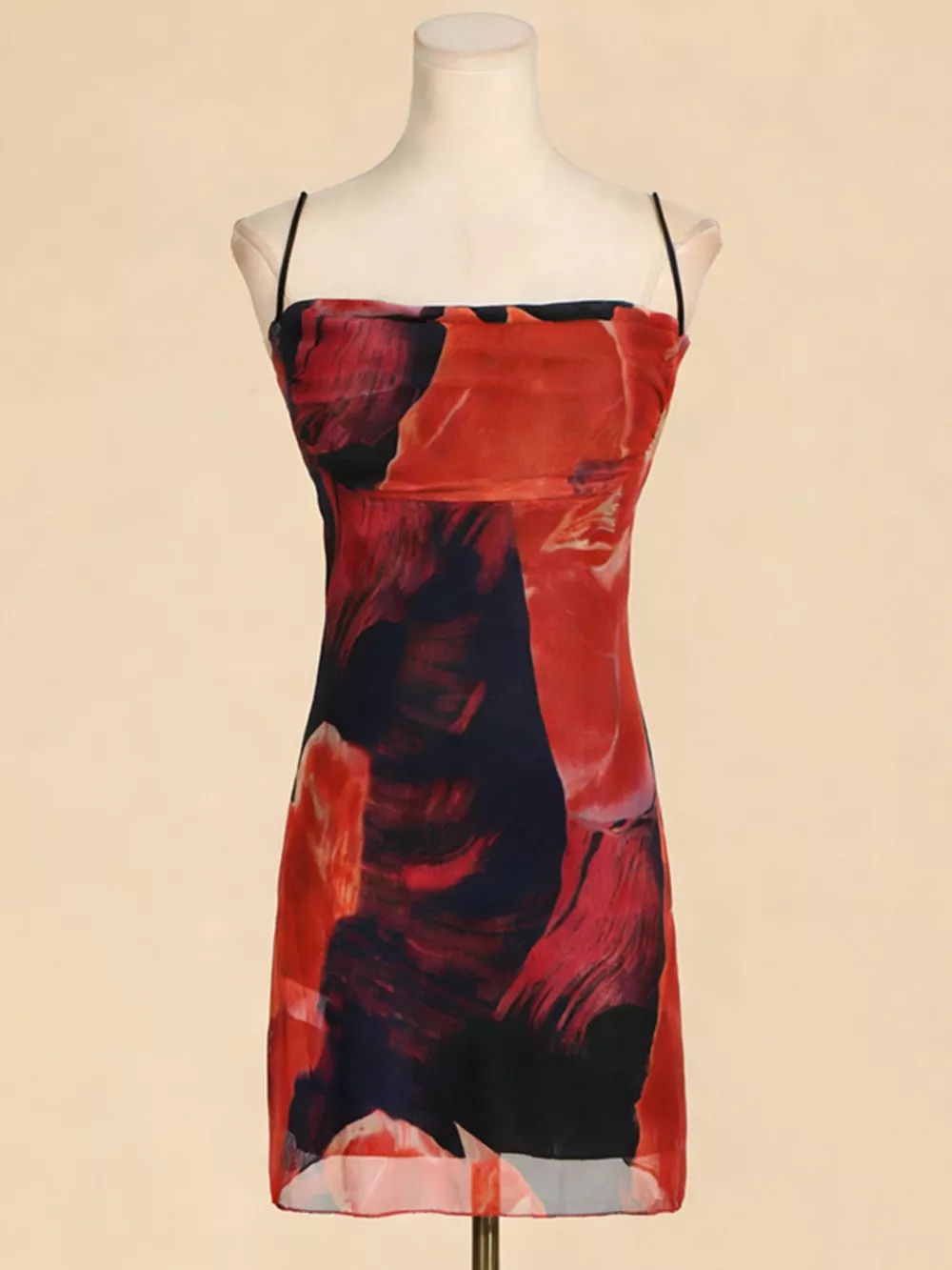 Printed Spaghetti Strap Mini Dress, image 5