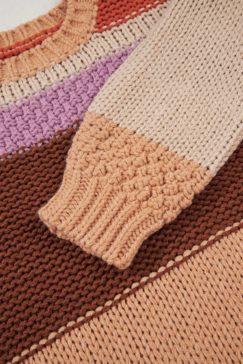 Colorblock Striped Round Neck Sweater, image 4