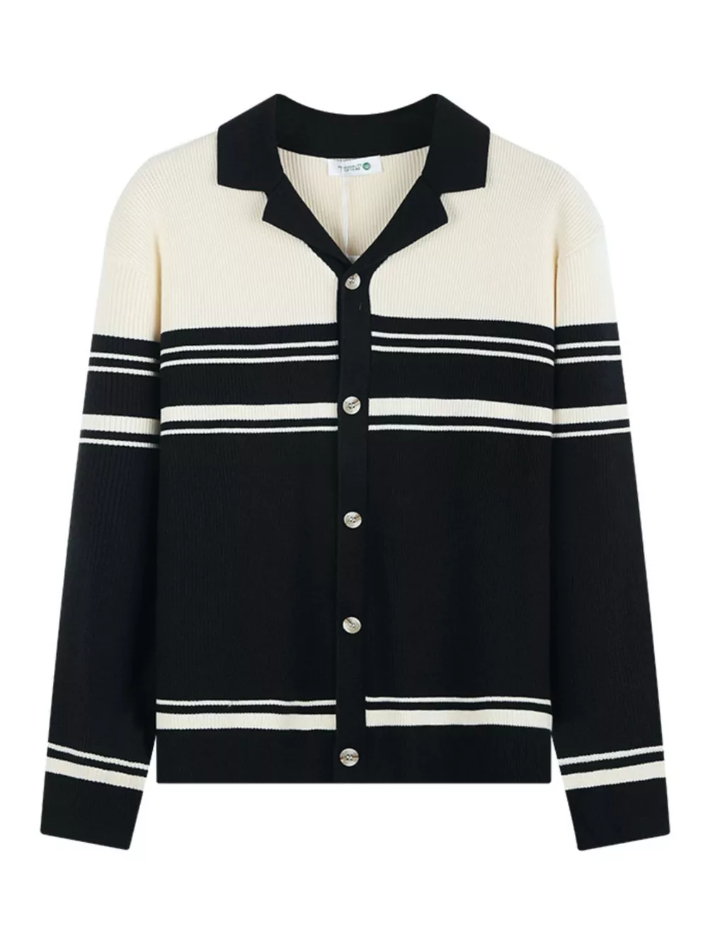 Men's Plus Size Contrast Striped Button-Down Cardigan, image 5