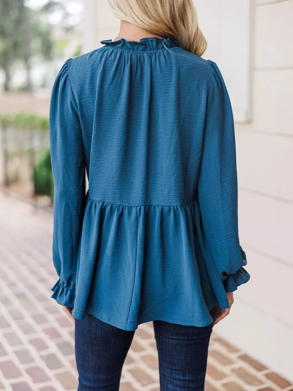 Frill Mock Neck Flounce Sleeve Blouse, image 5