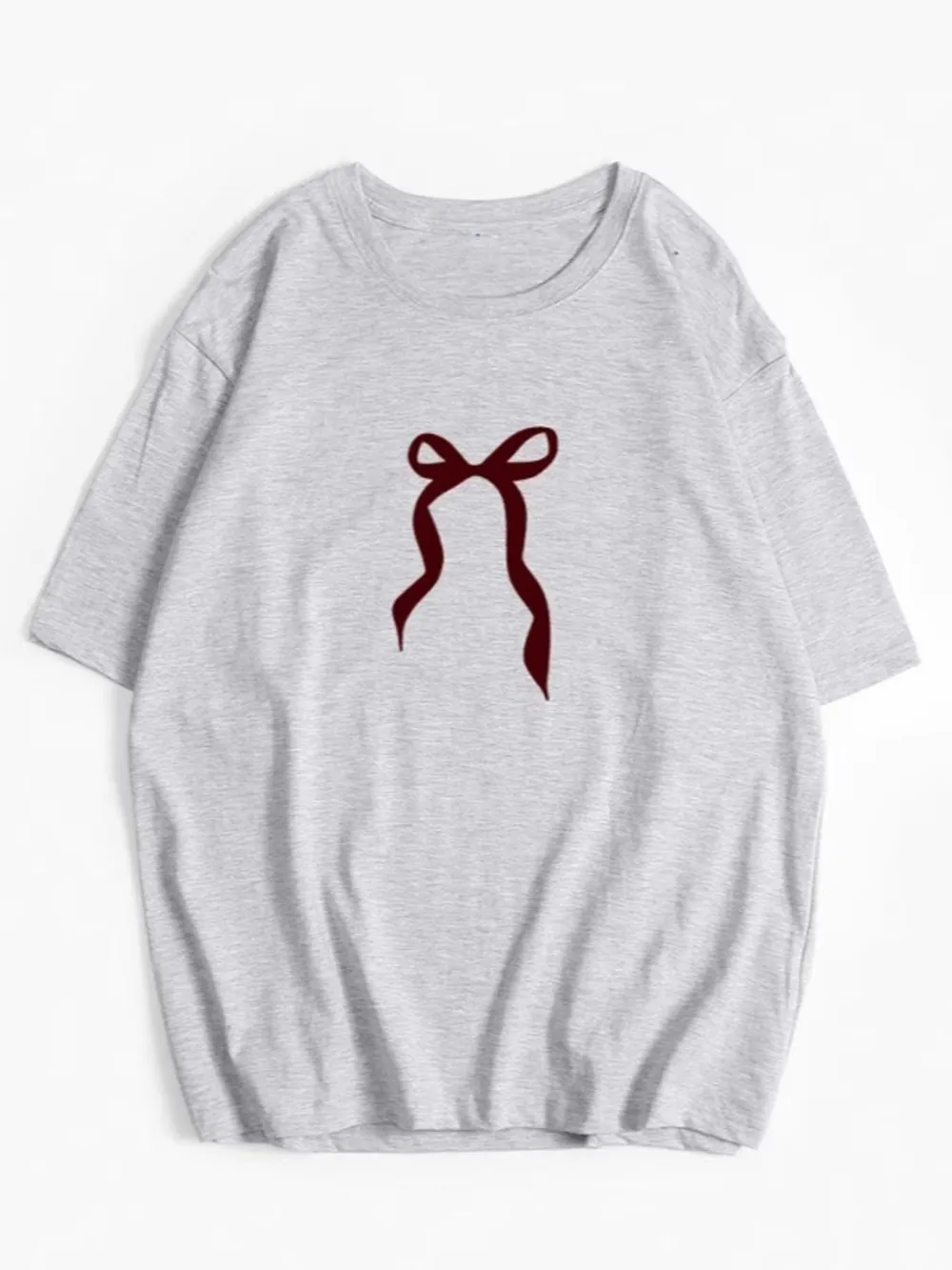 Plus Size Bow Round Neck Short Sleeve T-Shirt, image 6