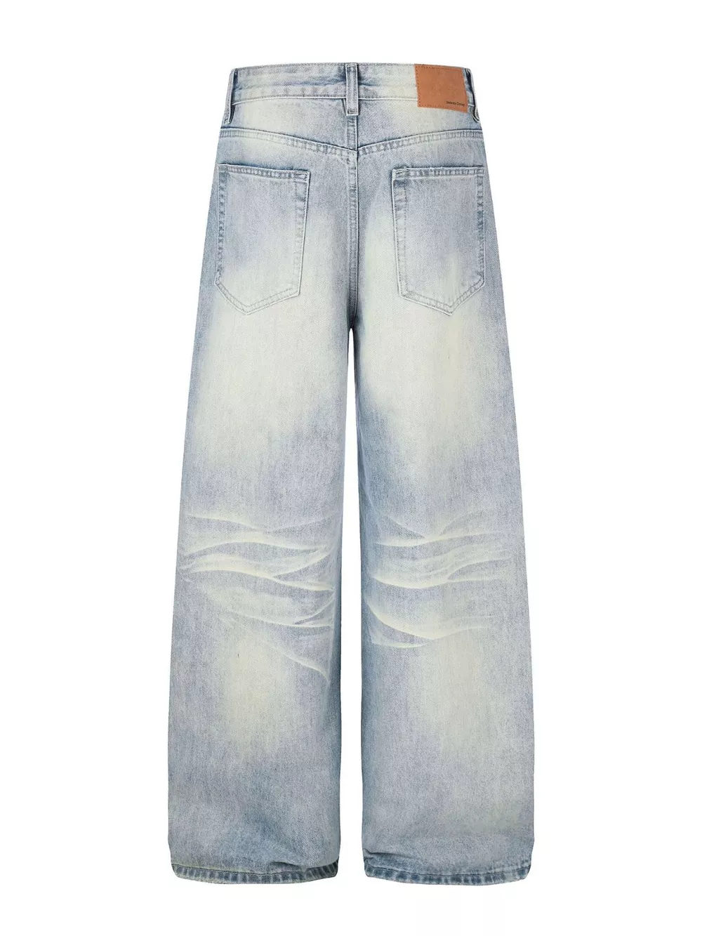Men's High-Waisted Button-Fly Wide-Leg Vintage Washed Jeans, image 2