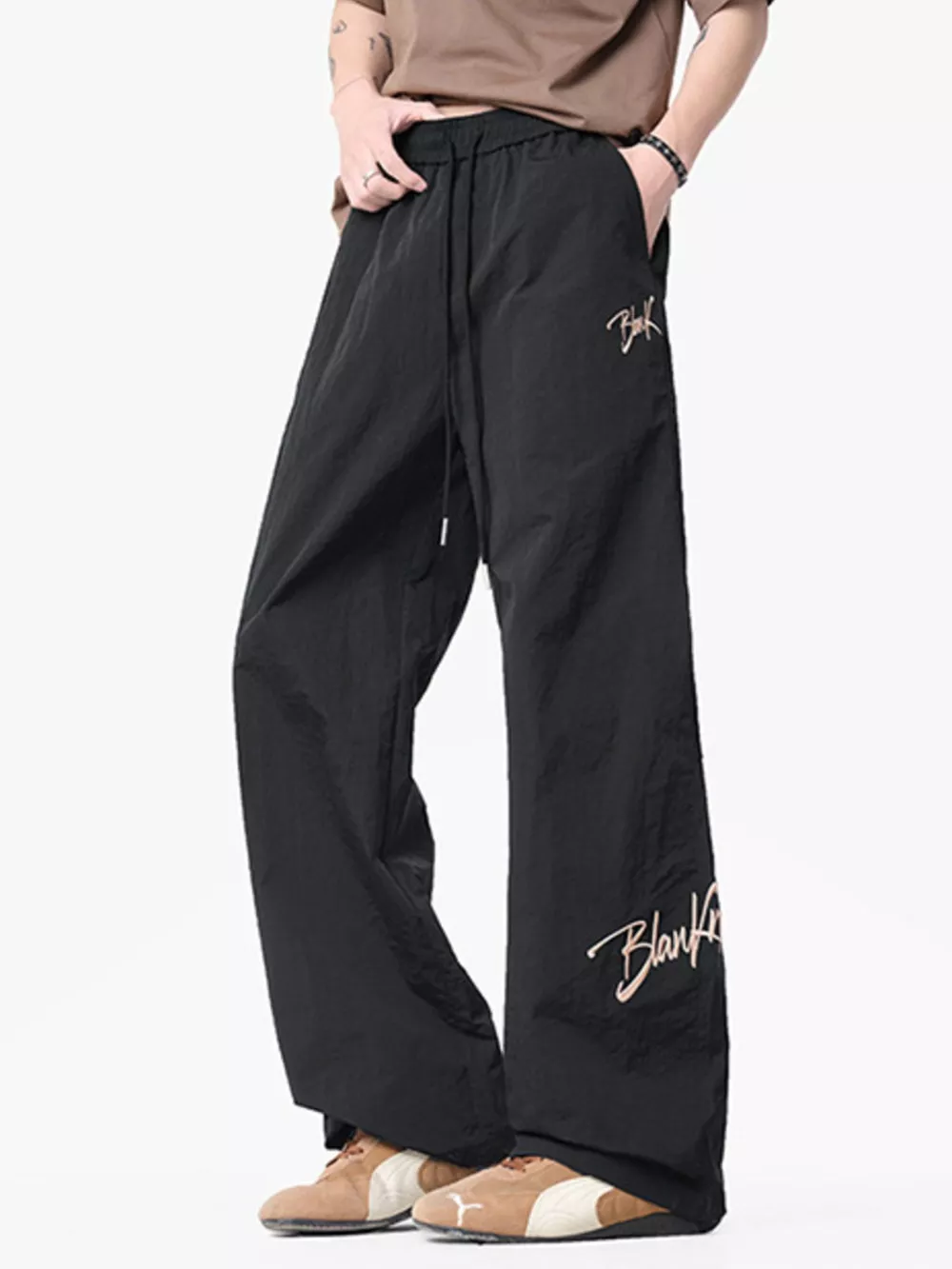 Men's Loose Fit Drawstring Wide Leg Pants, image 5