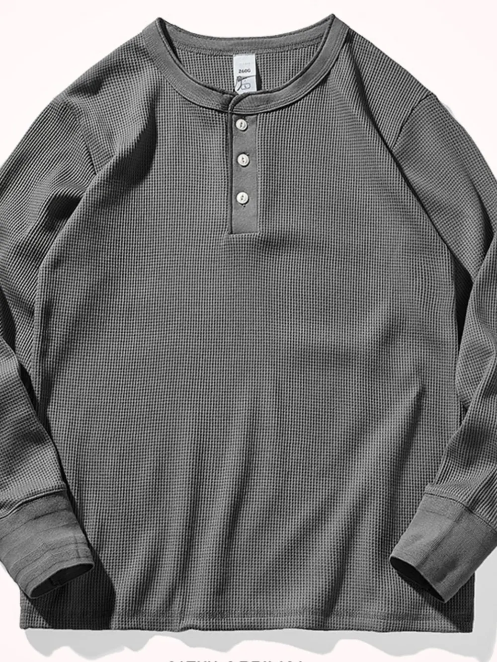 Men's Plus Size Button Detail Long Sleeve T-Shirt, image 3