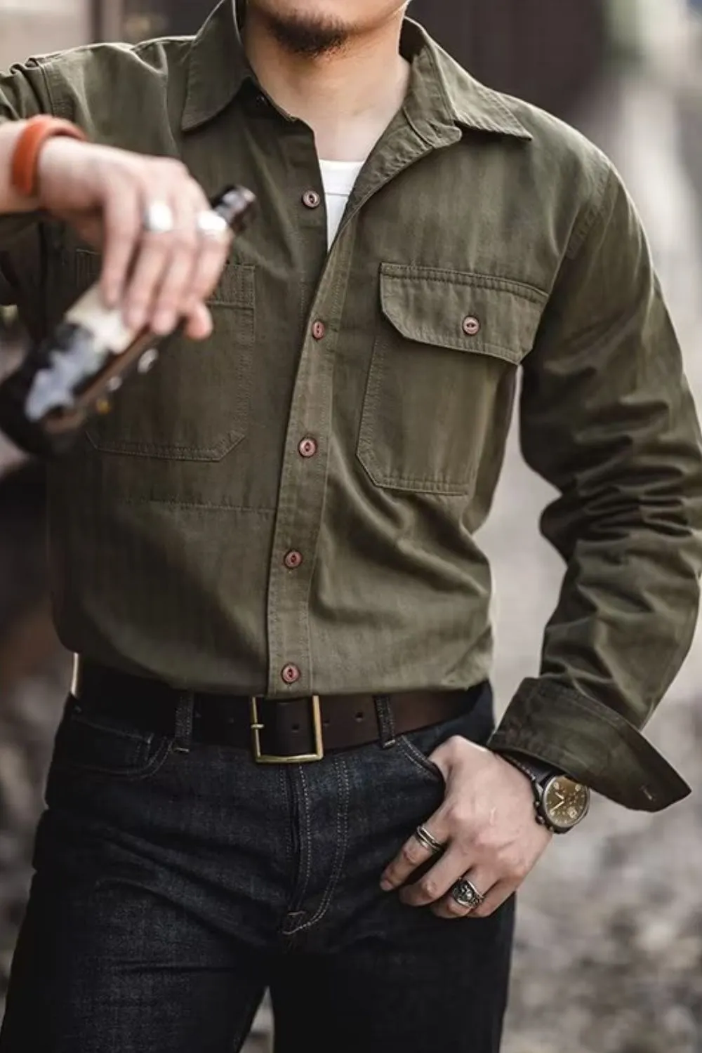 Men's Button Down Long Sleeve Shirt with Chest Pockets, image 6