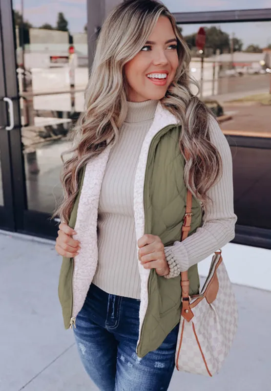 Fuzzy Zip Up Vest Coat with Pockets, image 4
