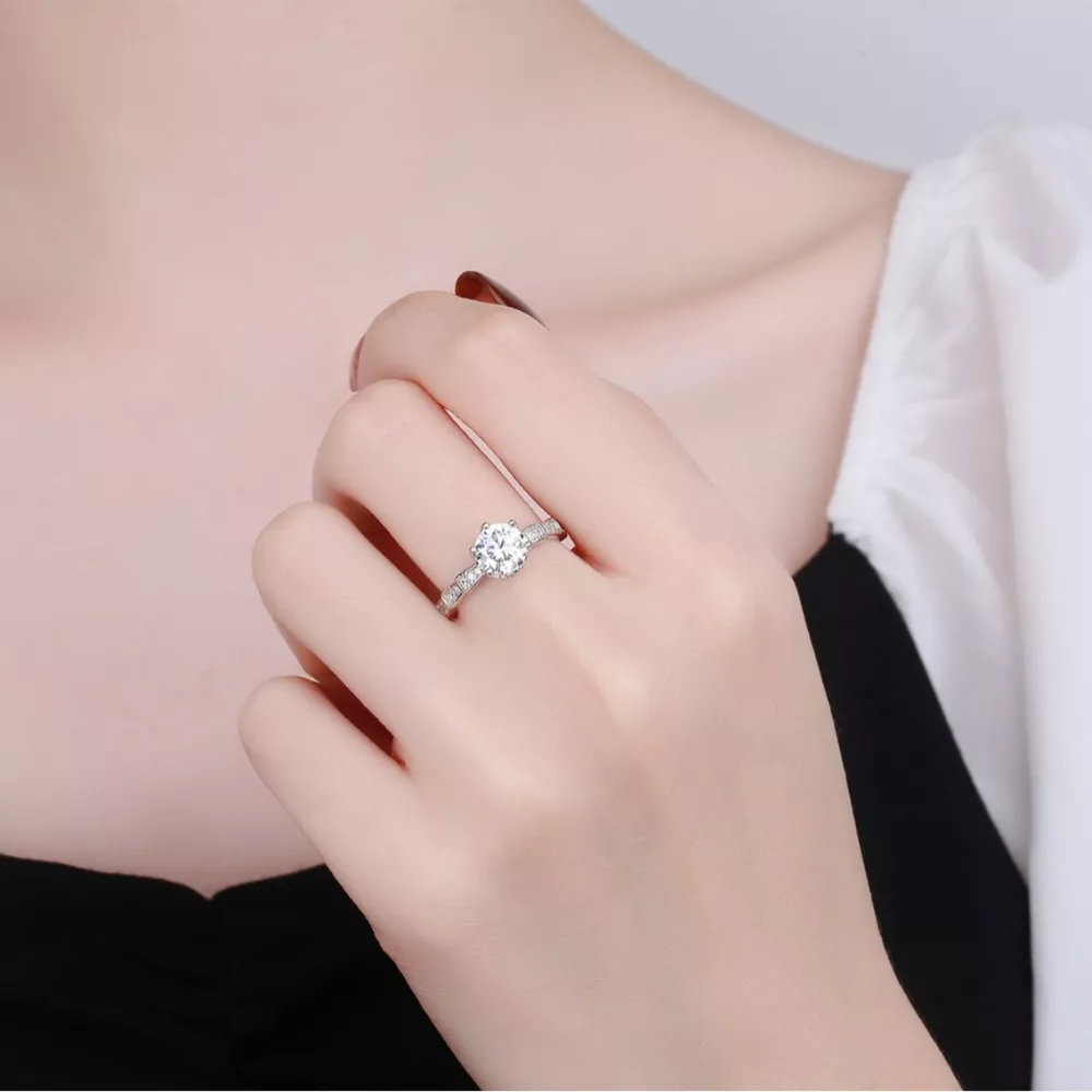 1 Carat Moissanite 925 Sterling Silver Ring, image 3