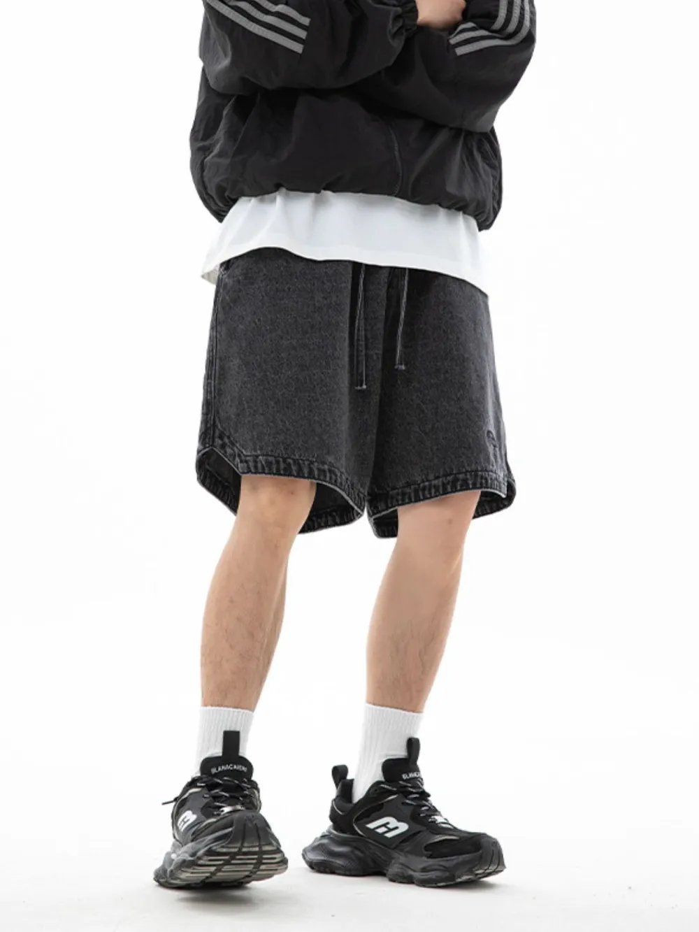 Men's Plus Size Drawstring Denim Shorts