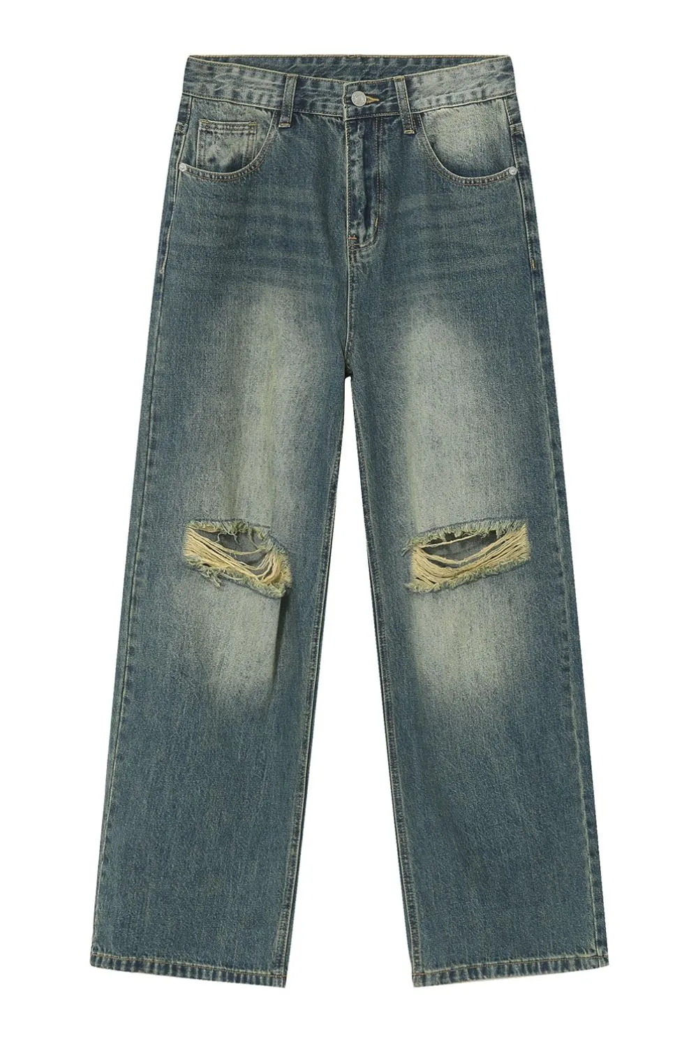 Distressed Wide Leg Men's Jeans
