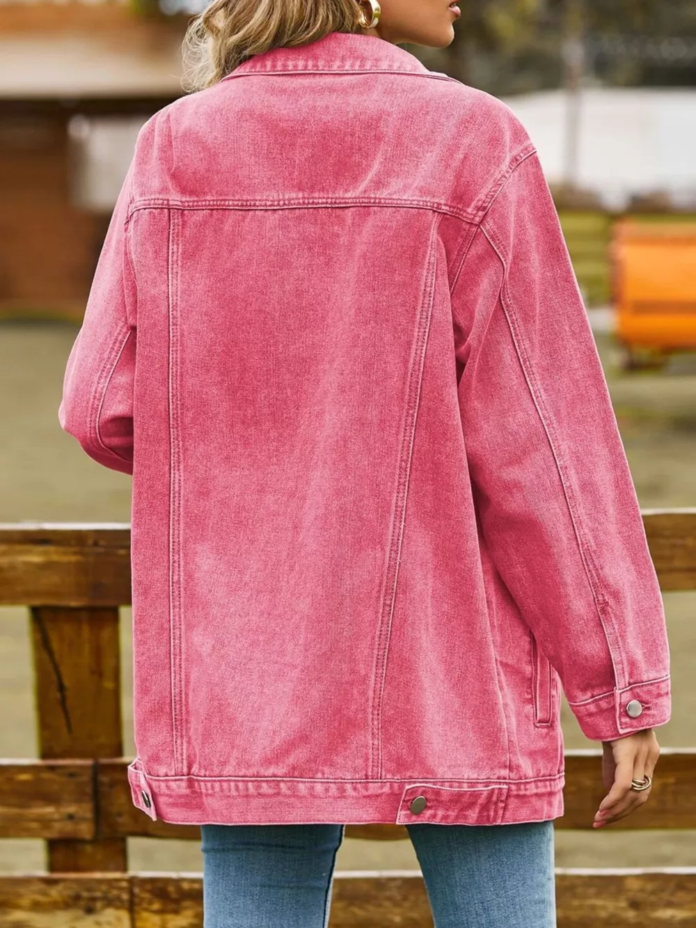 Button Down Washed Denim Jacket, image 2