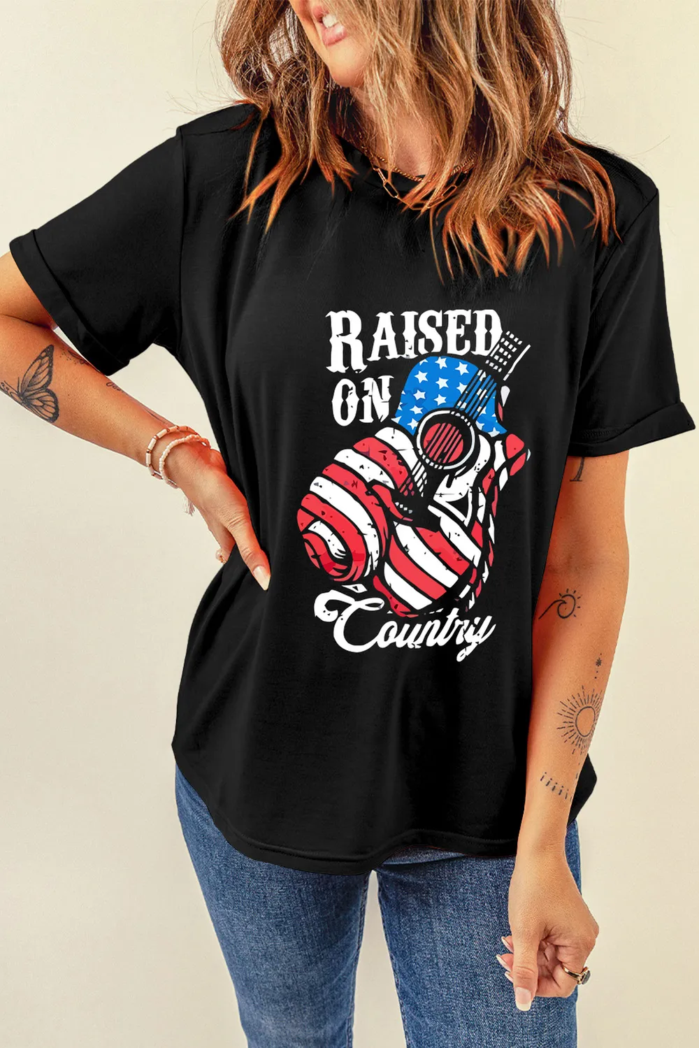 RAISED ON COUNTRY Round Neck T-Shirt, image 2