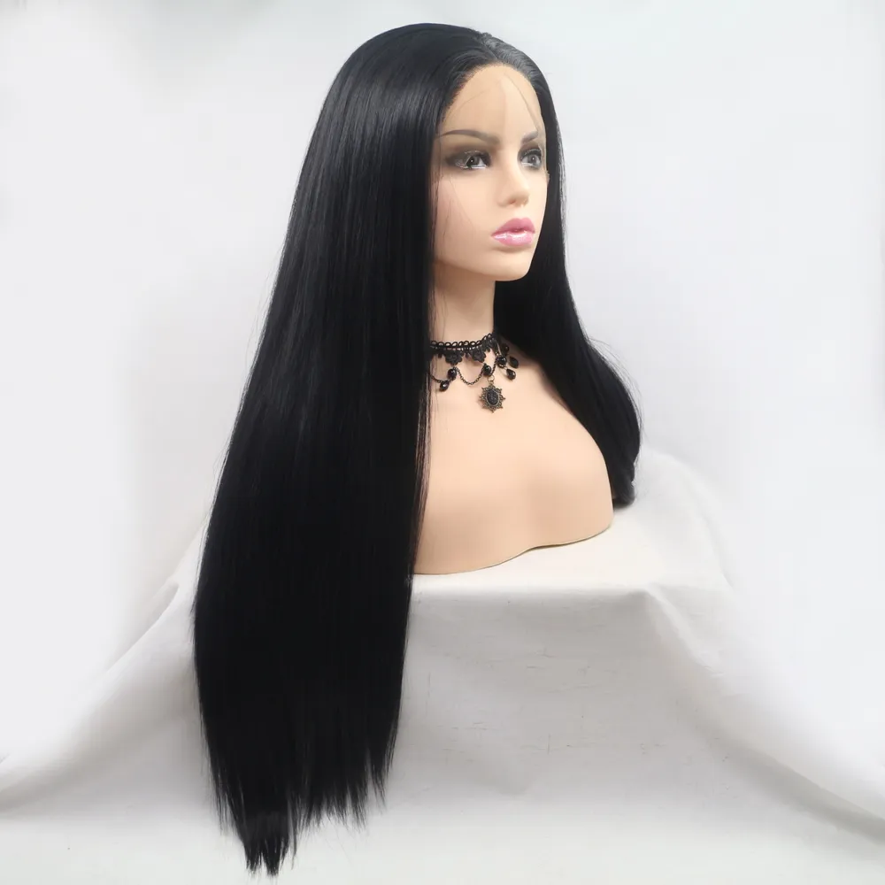 13*3" Lace Front Wigs Synthetic Long Straight 24" 130% Density, image 3