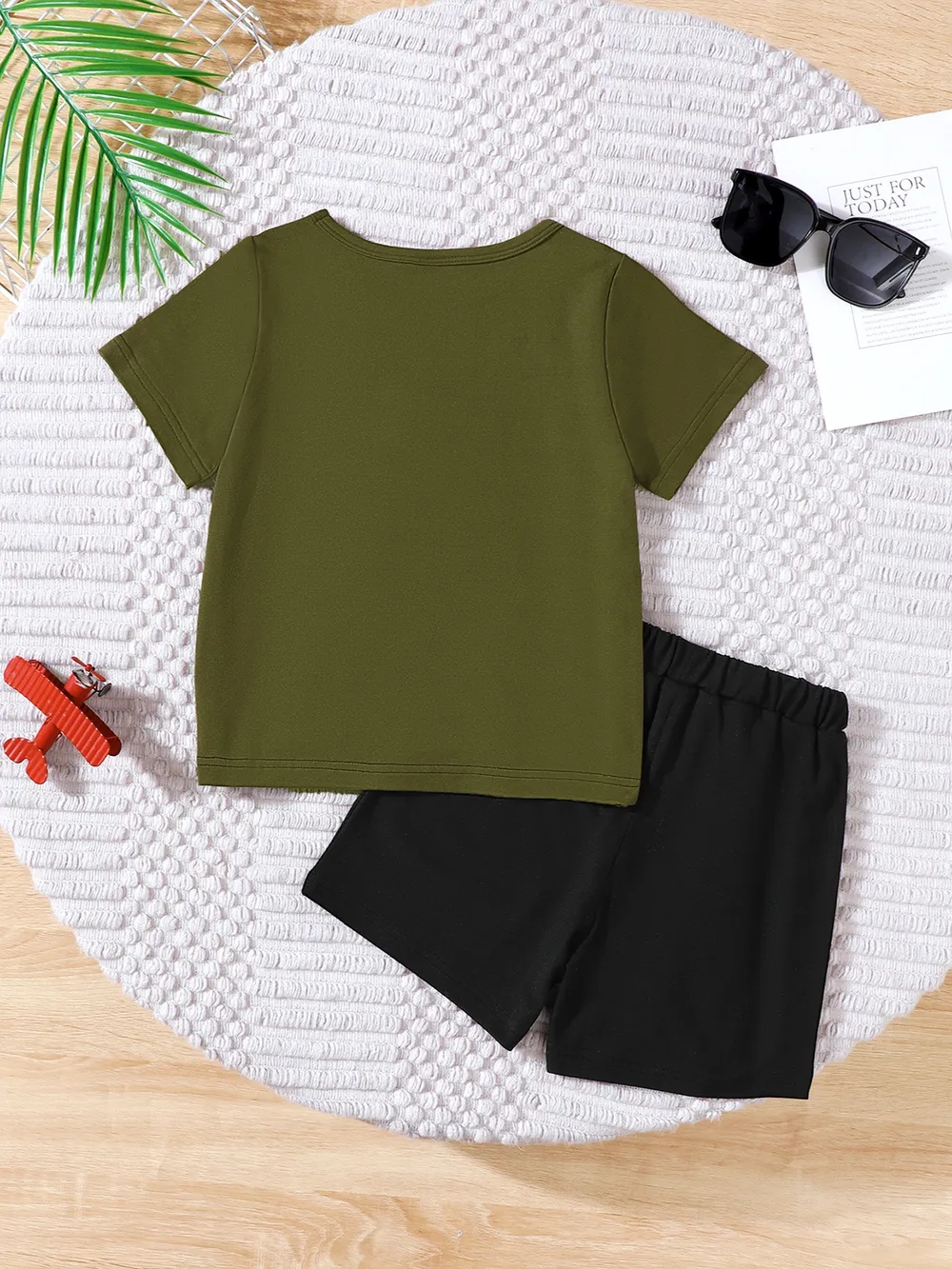 Children's Color Block Short Sleeve Top and Shorts Set, image 2