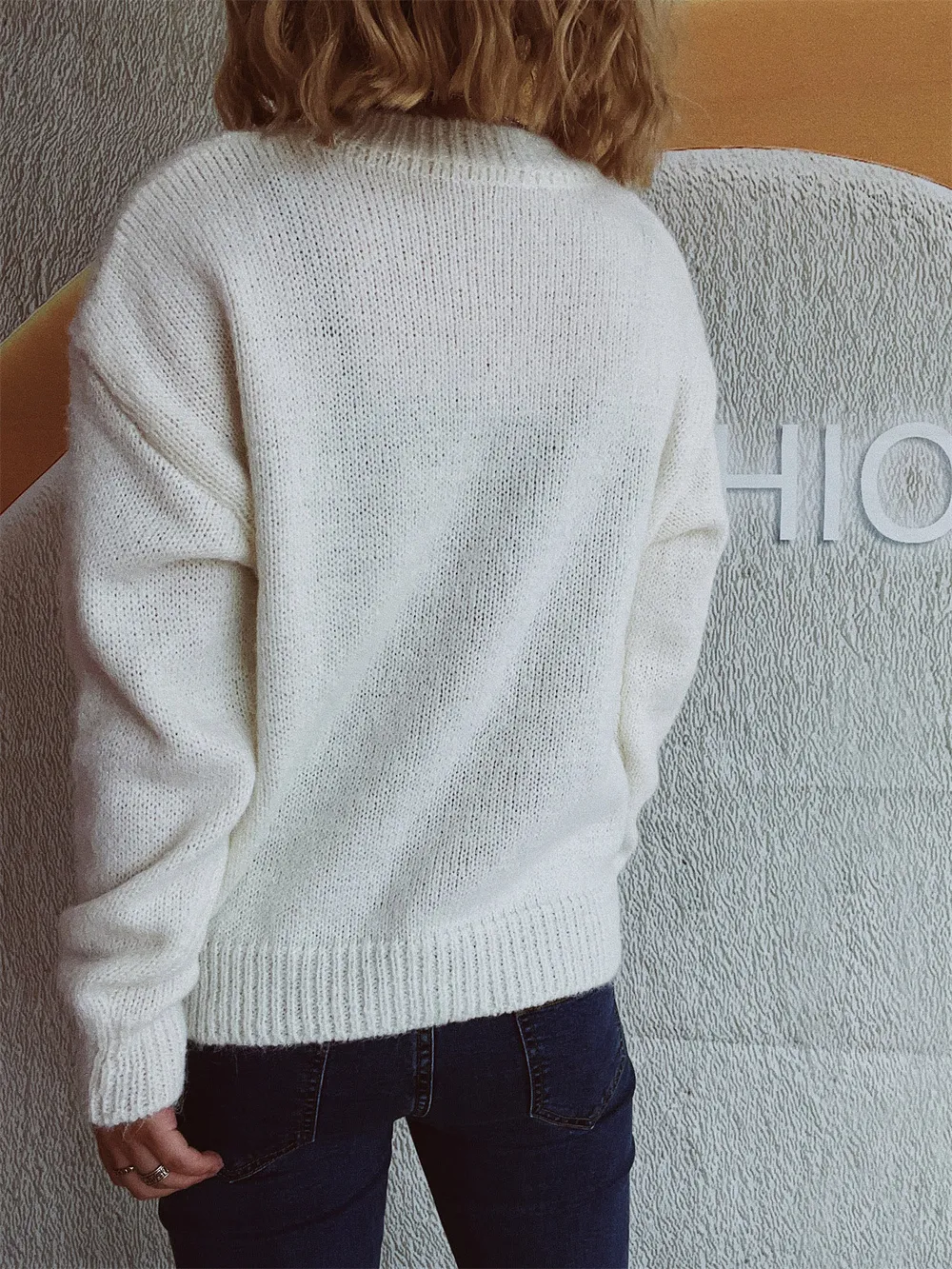 Bow Trim Round Neck Long Sleeve Sweater, image 3
