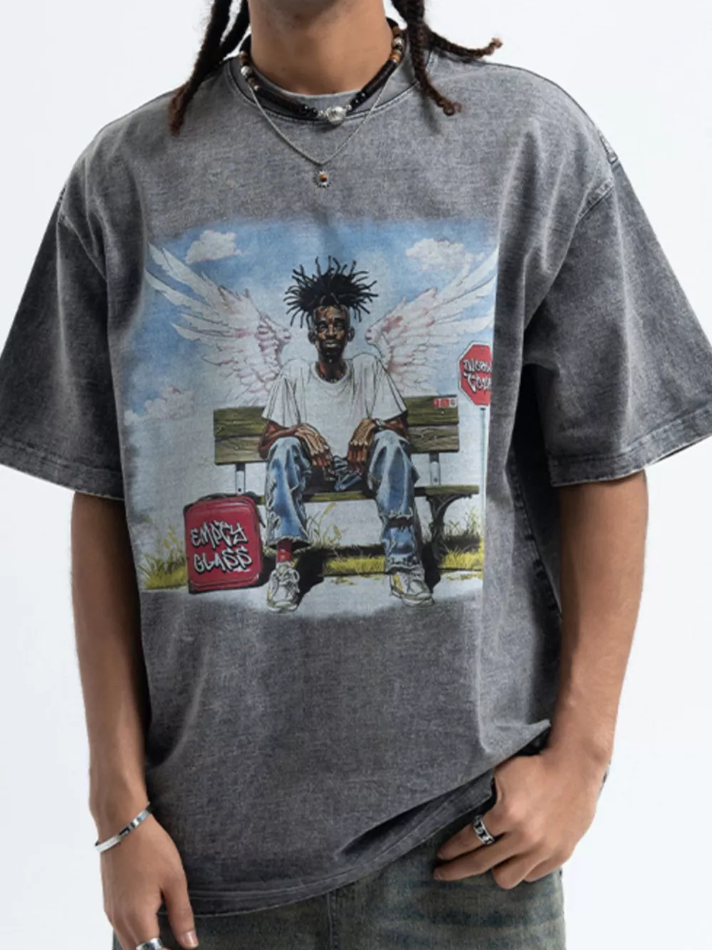 Men's Graphic Oversized Washed T-Shirt, image 5