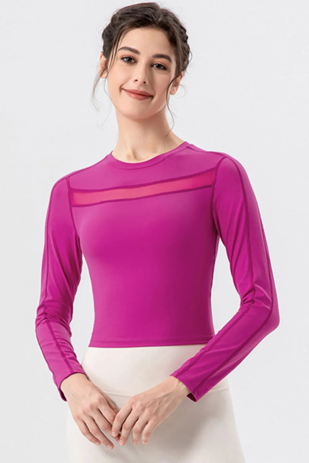 Round Neck Long Sleeve Active T-Shirt, image 4