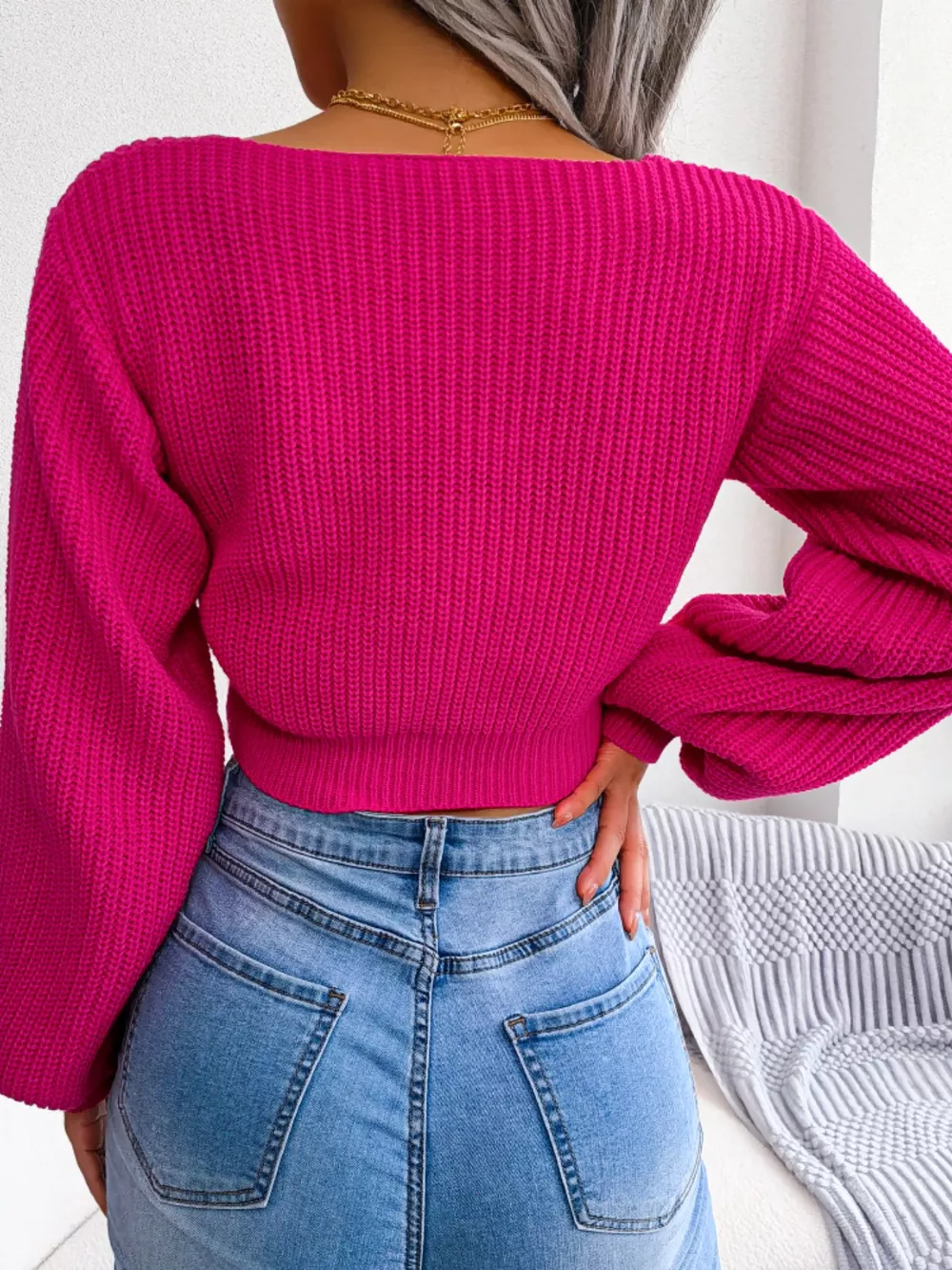 Tie-Front Cropped Sweater, image 8