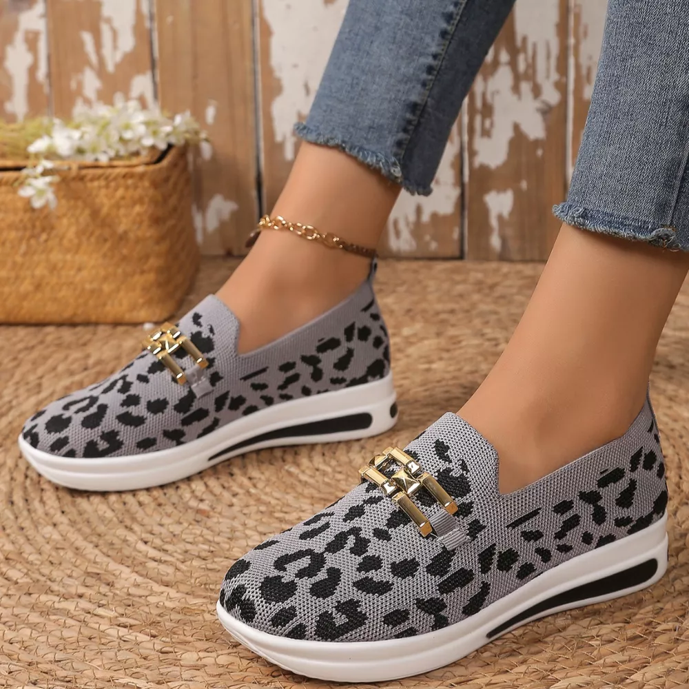 Leopard Round Toe Slip-Ons, image 4