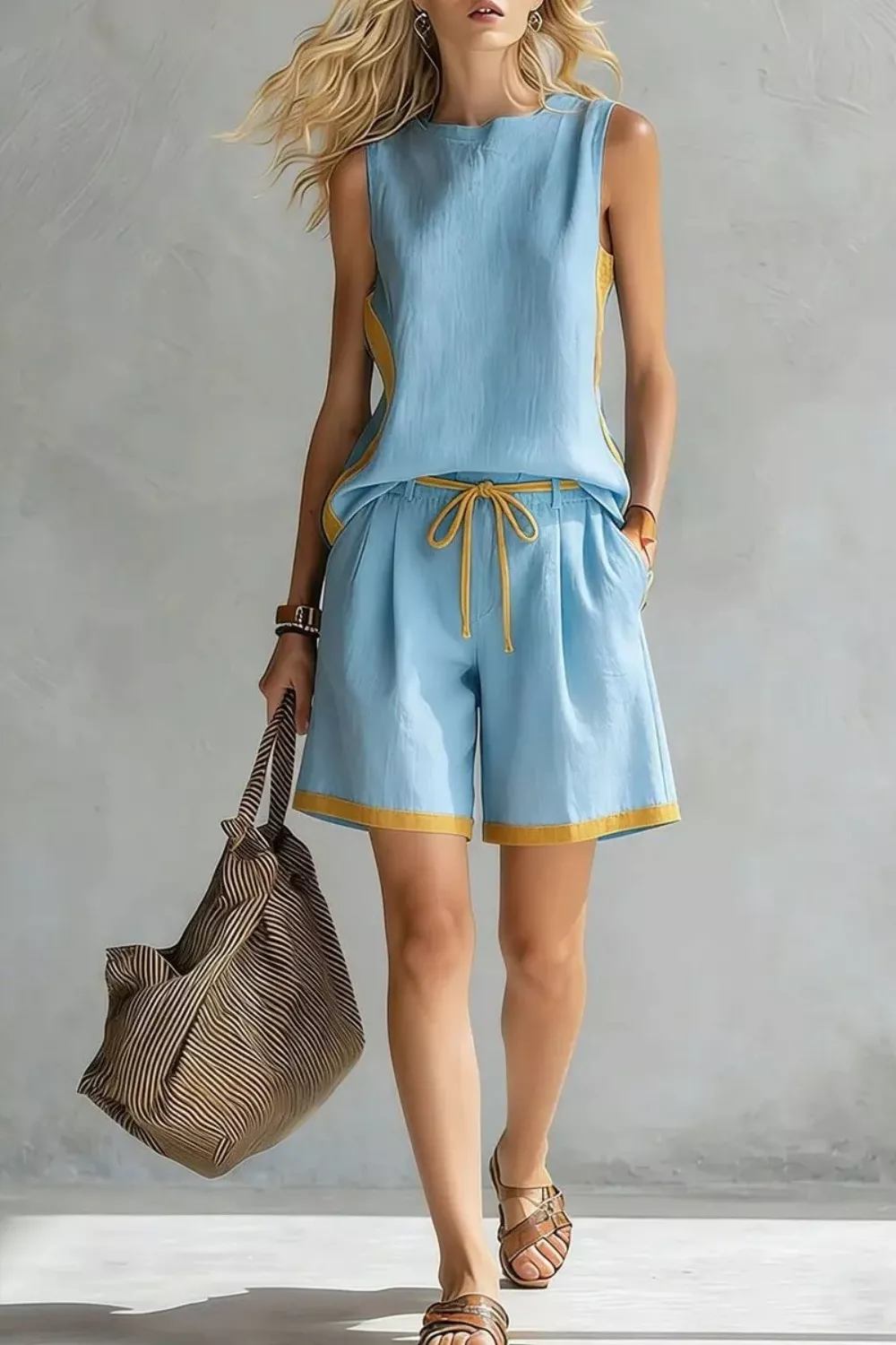 Contrast Trim Tank and Shorts Set, image 4
