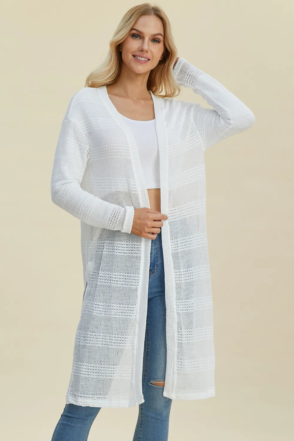Full Size Open Front Longline Cardigan, image 9