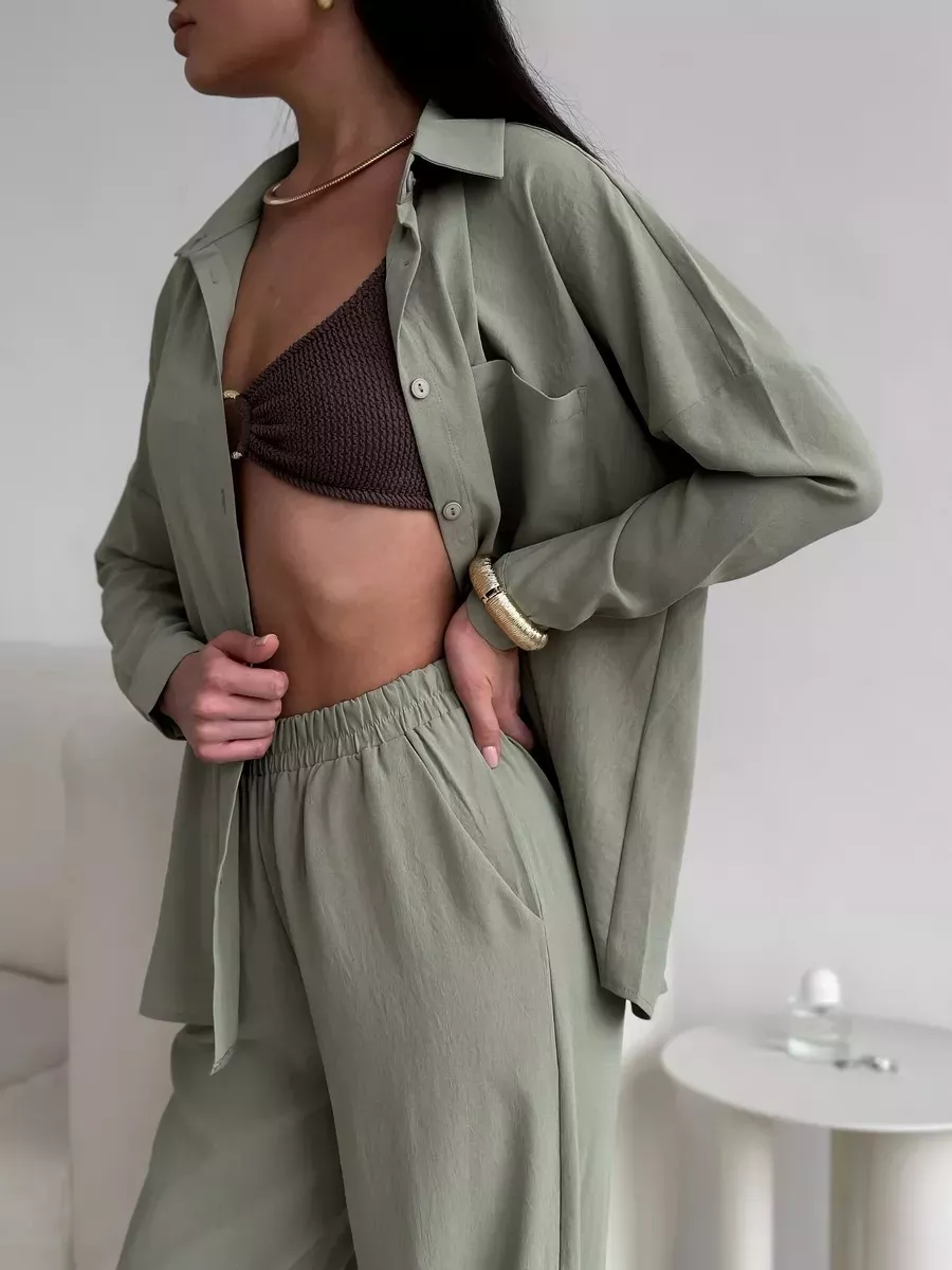 Button Up Long Sleeve Shirt and Pants Set, image 7