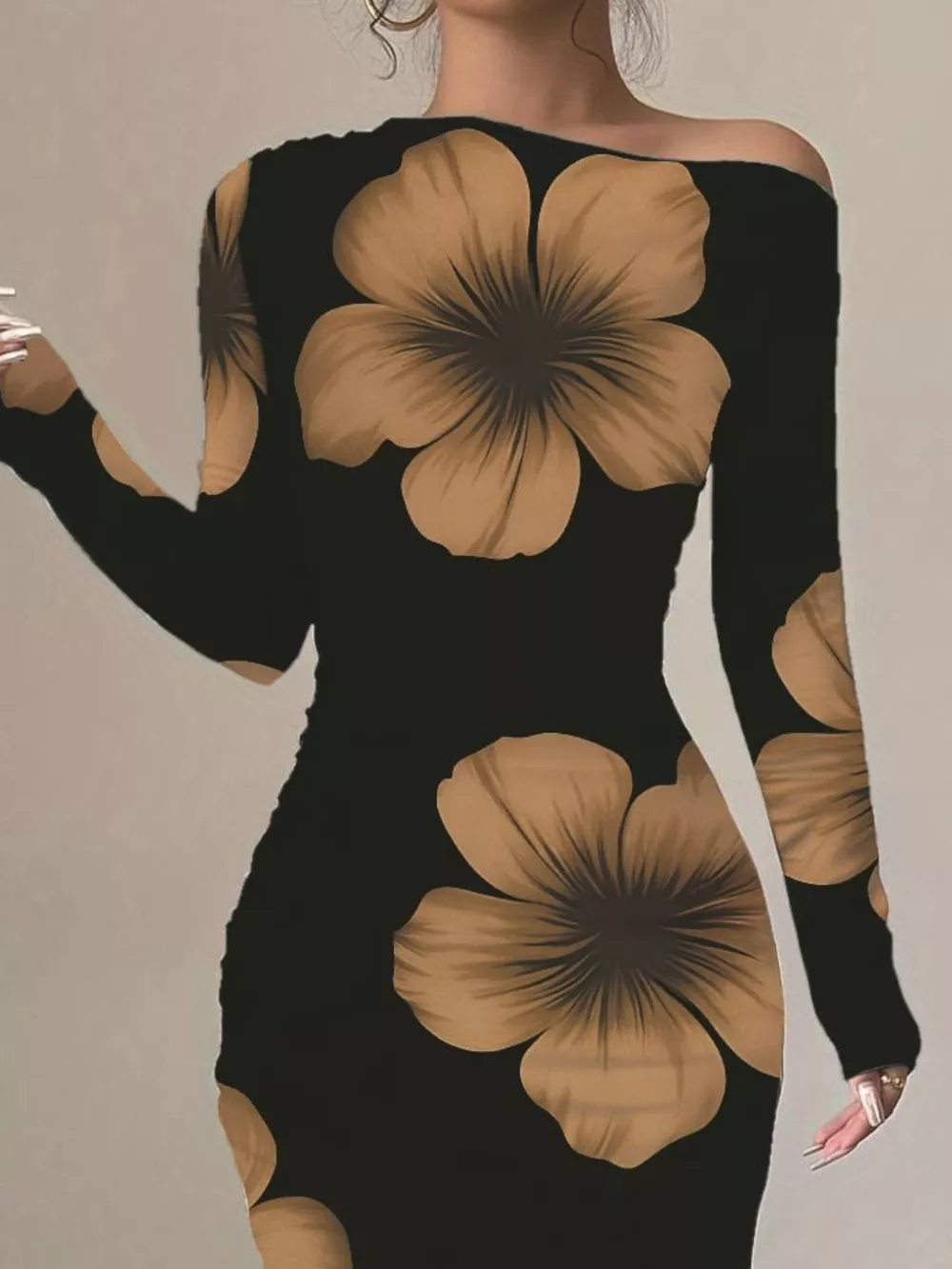 Floral Print One Shoulder Maxi Dress, image 2