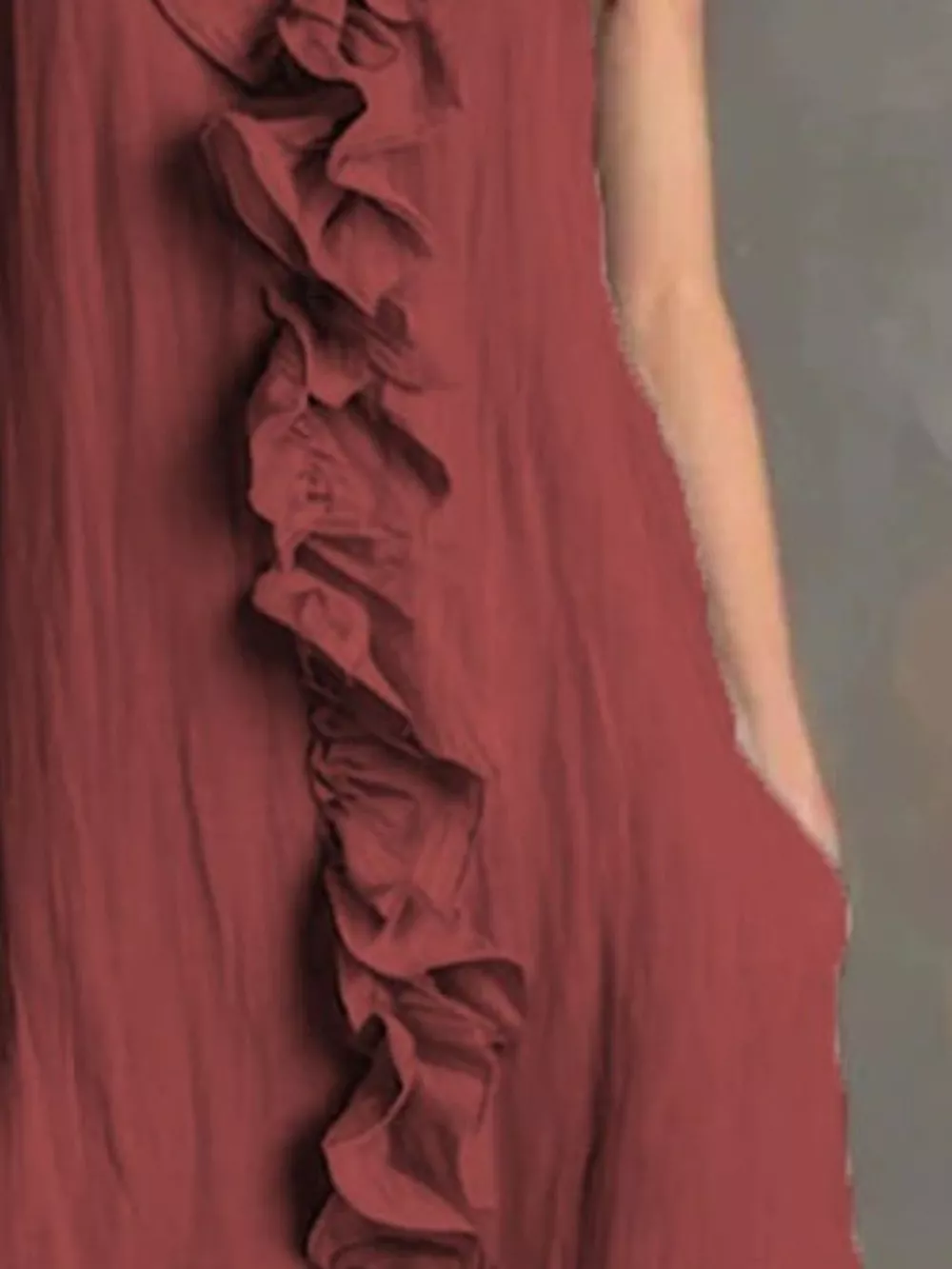 Sleeveless Ruffle Trim V-Neck Midi Dress, image 6