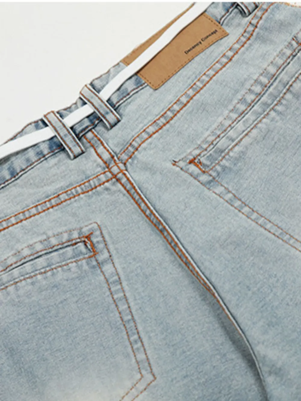 Men's Wide-Leg Jeans with Contrast Side Stripes and Decorative Patches, image 8