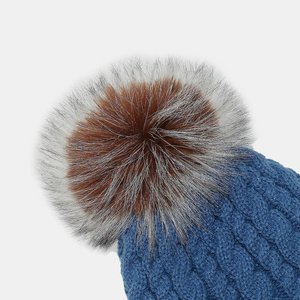 Cable Knit Winter Hat with Pompom, image 7
