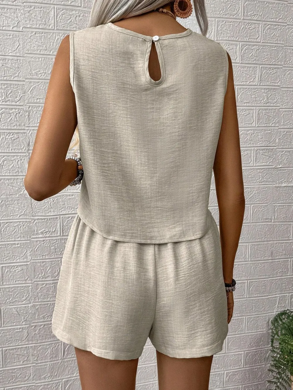 Round Neck Sleeveless Top and Shorts Set, image 5