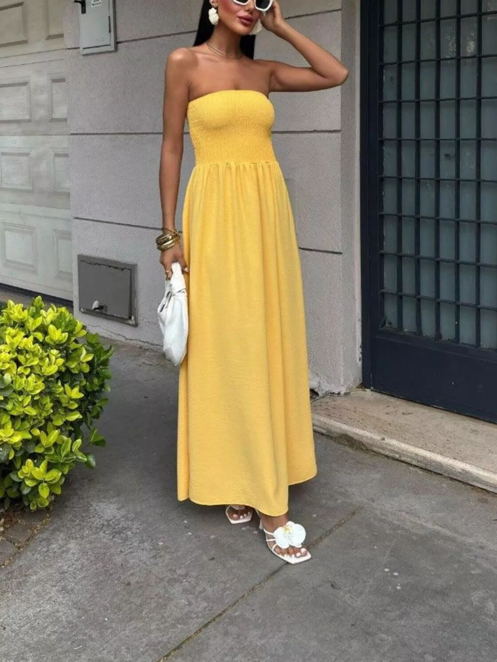 Strapless Smocked Maxi Dress, image 2